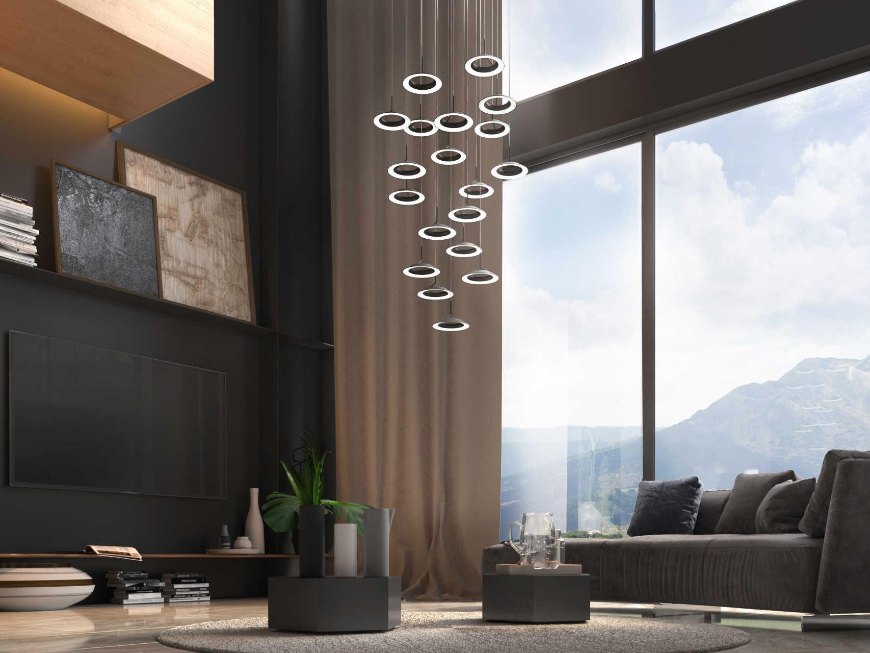 Koncept Royyo 19-Light Silver LED Round Pendant