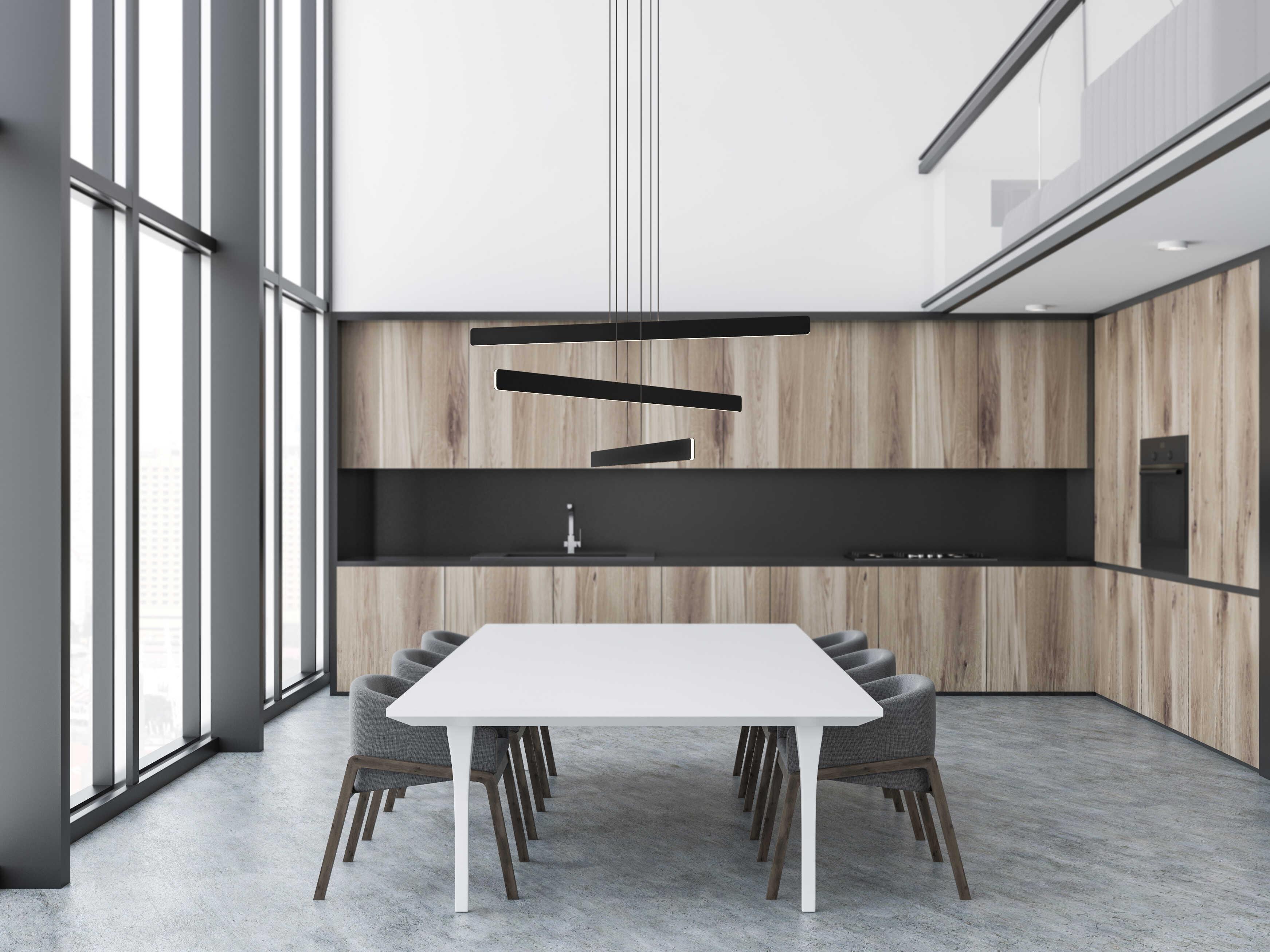 Koncept Sub 3-Light Matte Black LED Linear Tiered Island Pendant