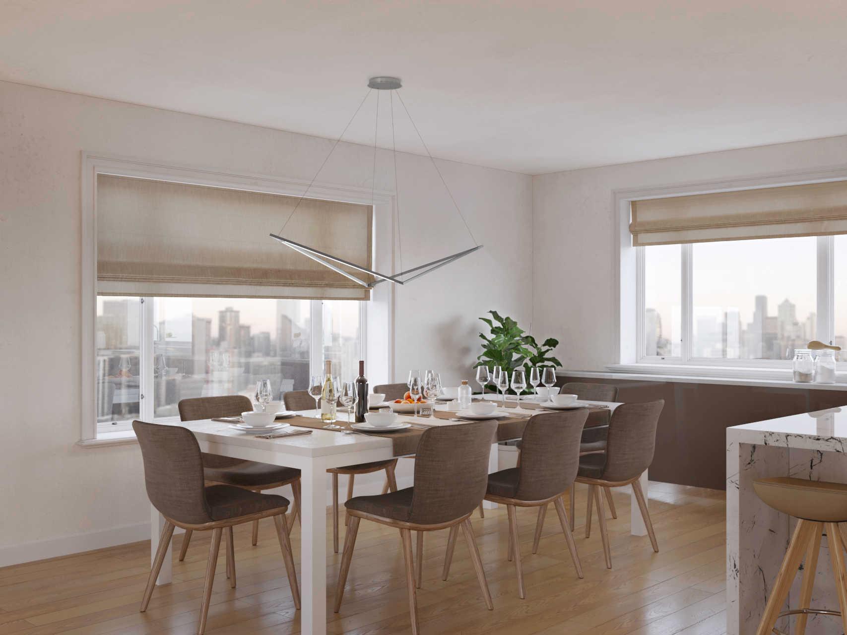 Koncept Z-bar Silver LED Geometric Linear Island Pendant