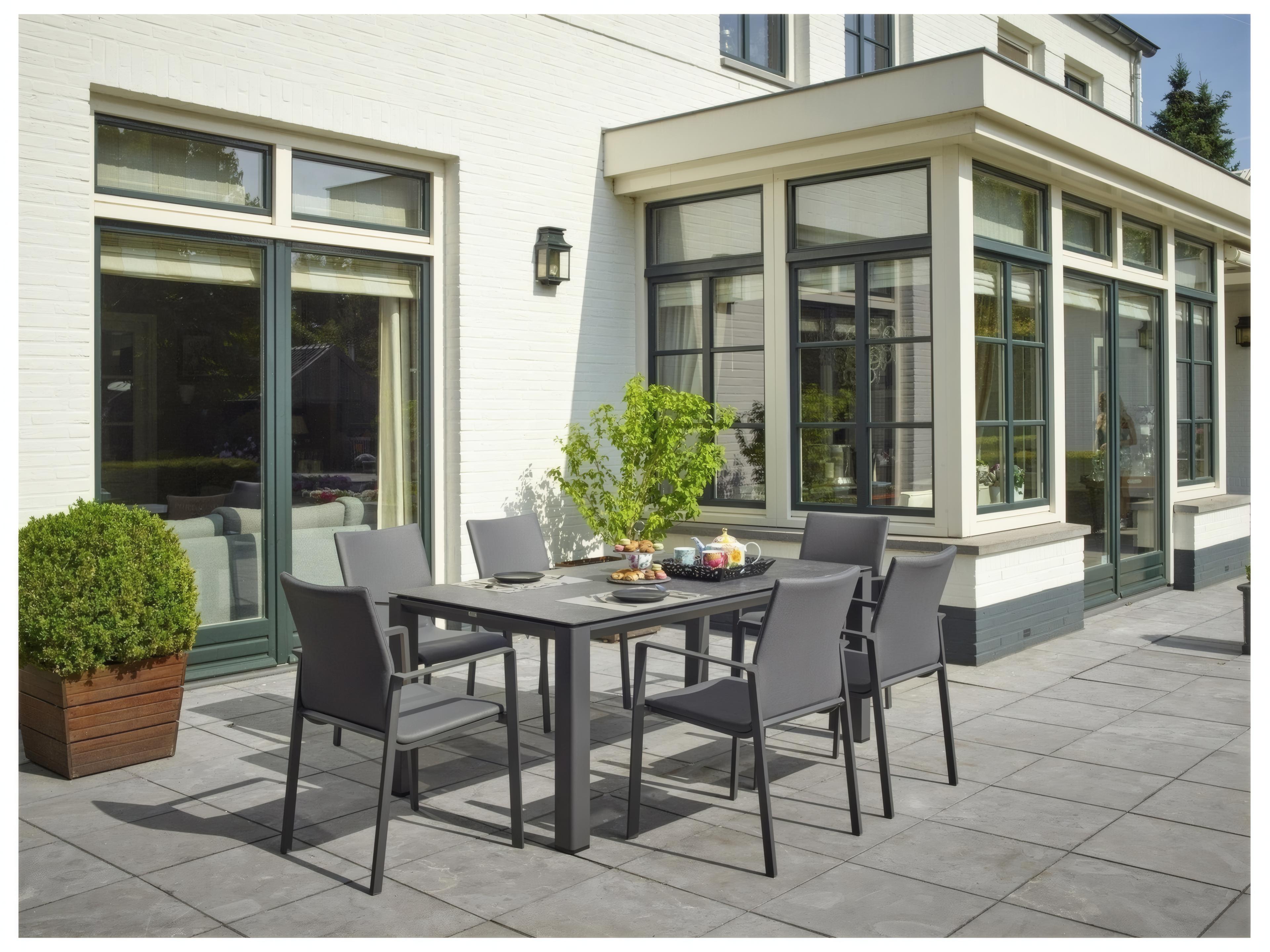 Kettler Concept Aluminum Lava Rectangular Ceramic Top Outdoor Patio Dining Table