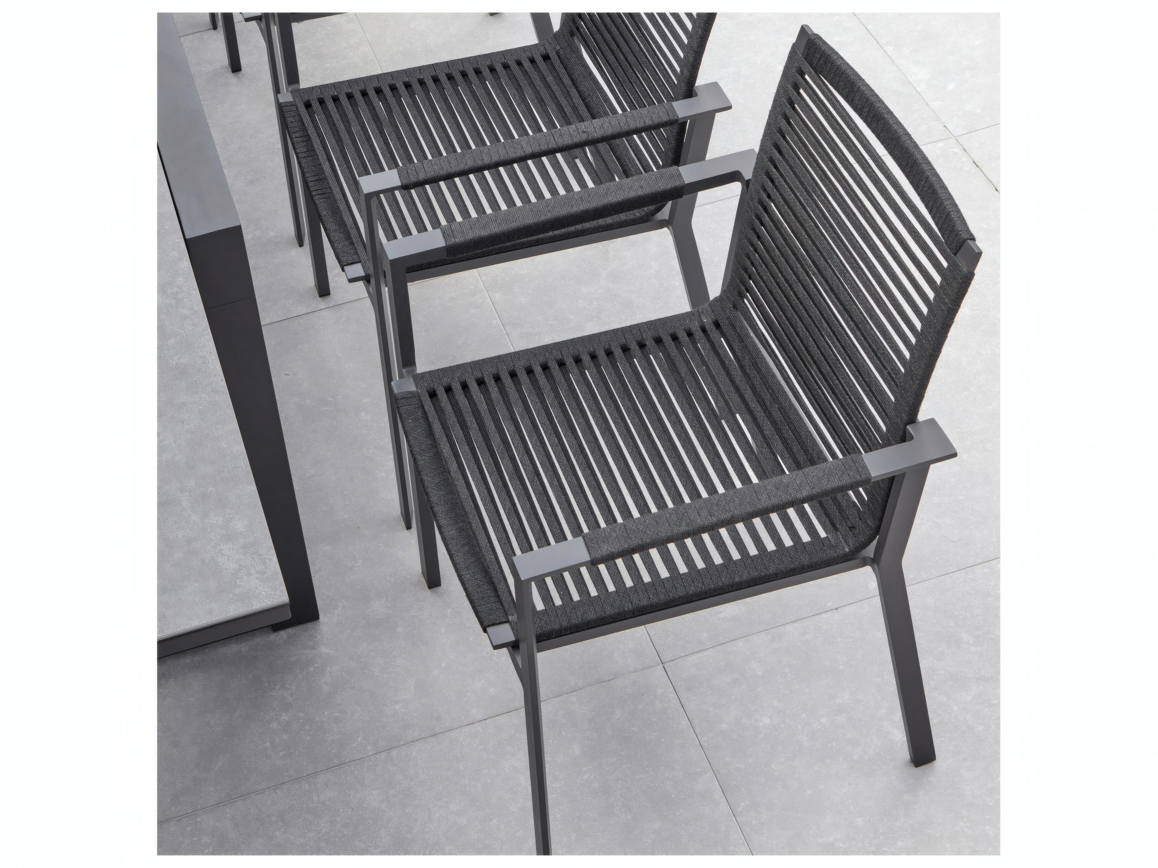 Kettler Porto Rope Aluminum Lava 7 Piece Outdoor Dining Set in Anthracite