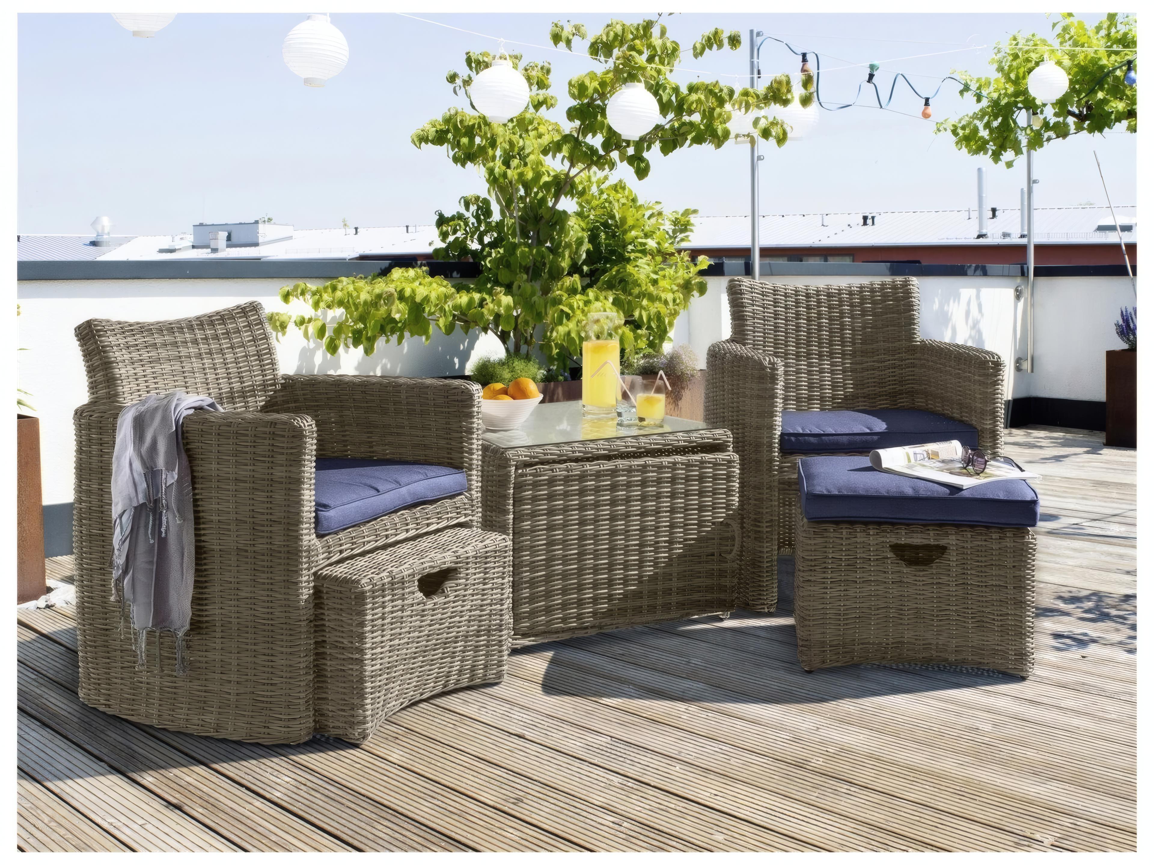 Kettler Cupido Wicker Cushion Patio Lounge Set in Spectrum Indigo