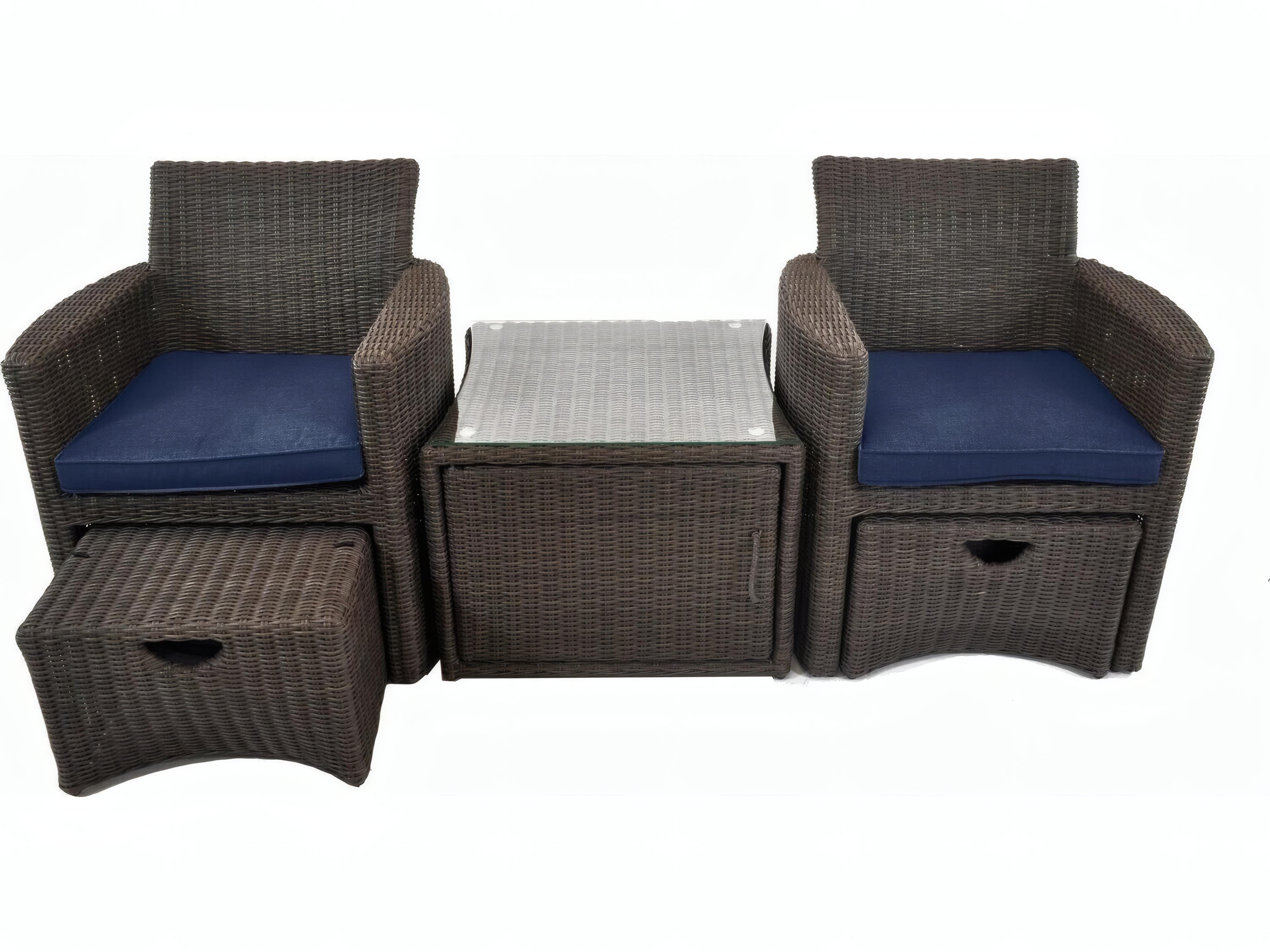 Kettler Cupido Wicker Cushion Patio Lounge Set in Spectrum Indigo