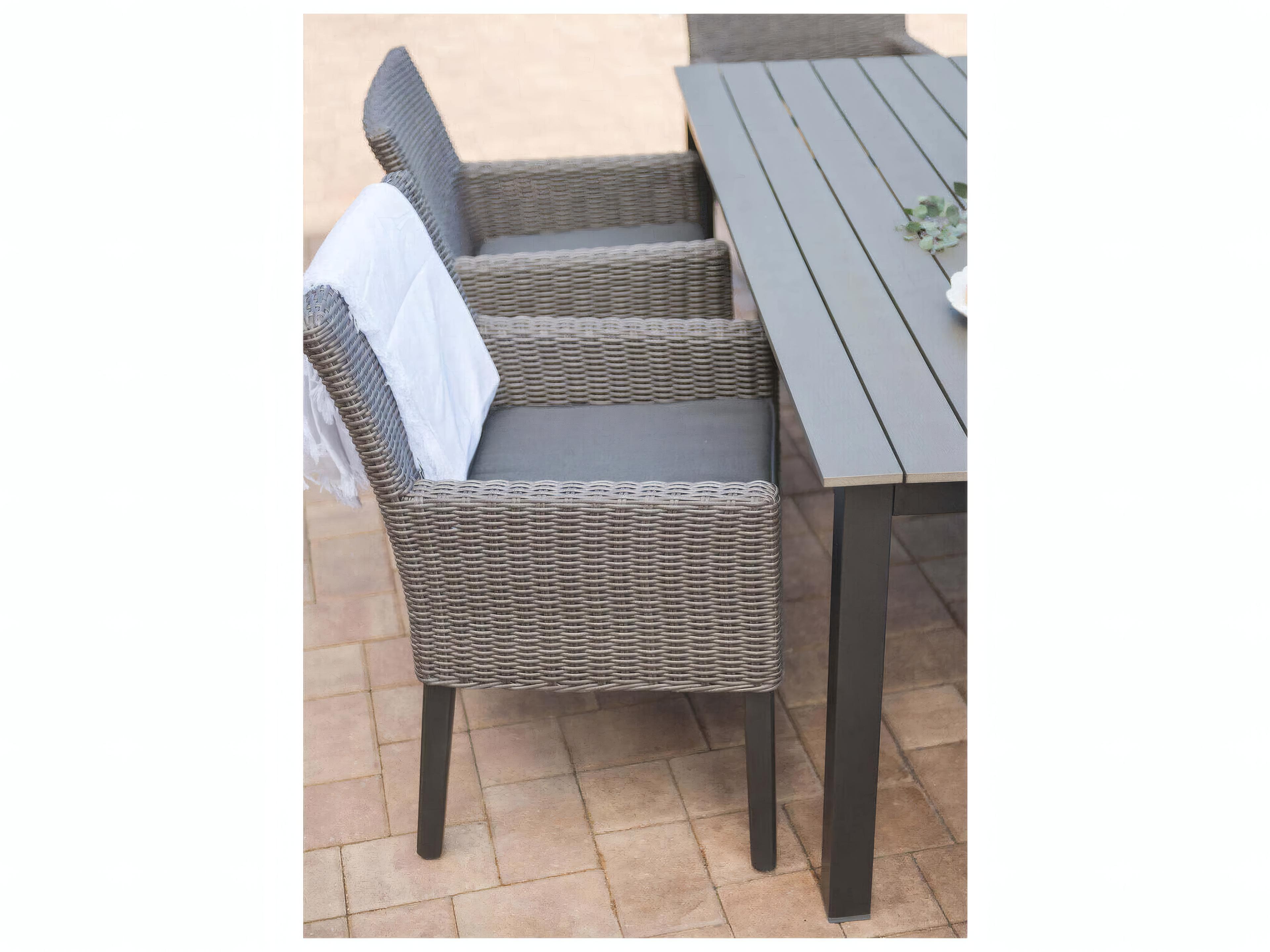 Kettler Bretange Wicker Outdoor Patio Dining Arm Chair in Canvas Coal