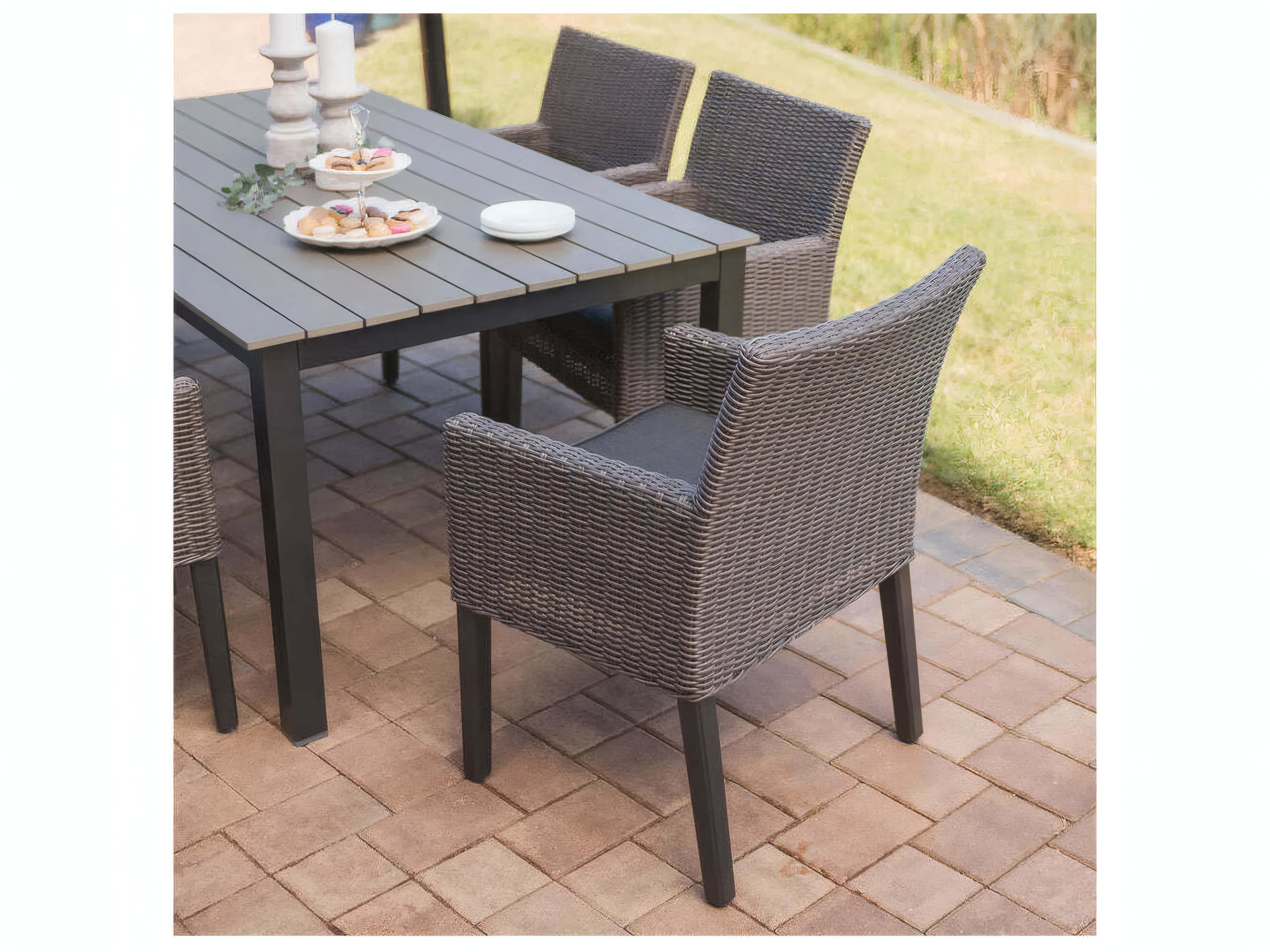 Kettler Bretange Wicker Outdoor Patio Dining Arm Chair in Canvas Coal