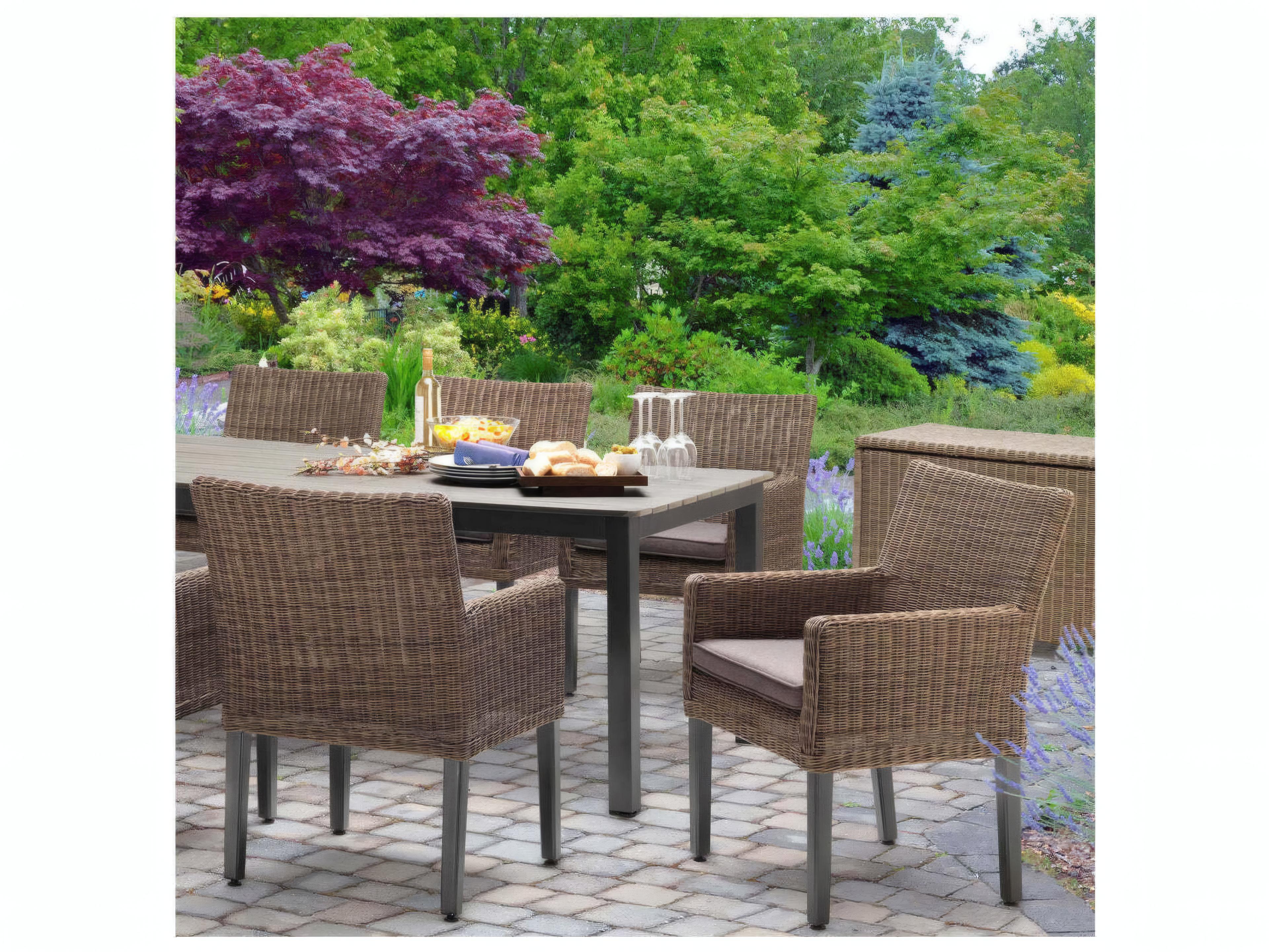 Kettler Bretange Wicker Outdoor Patio Dining Arm Chair in Canvas Coal