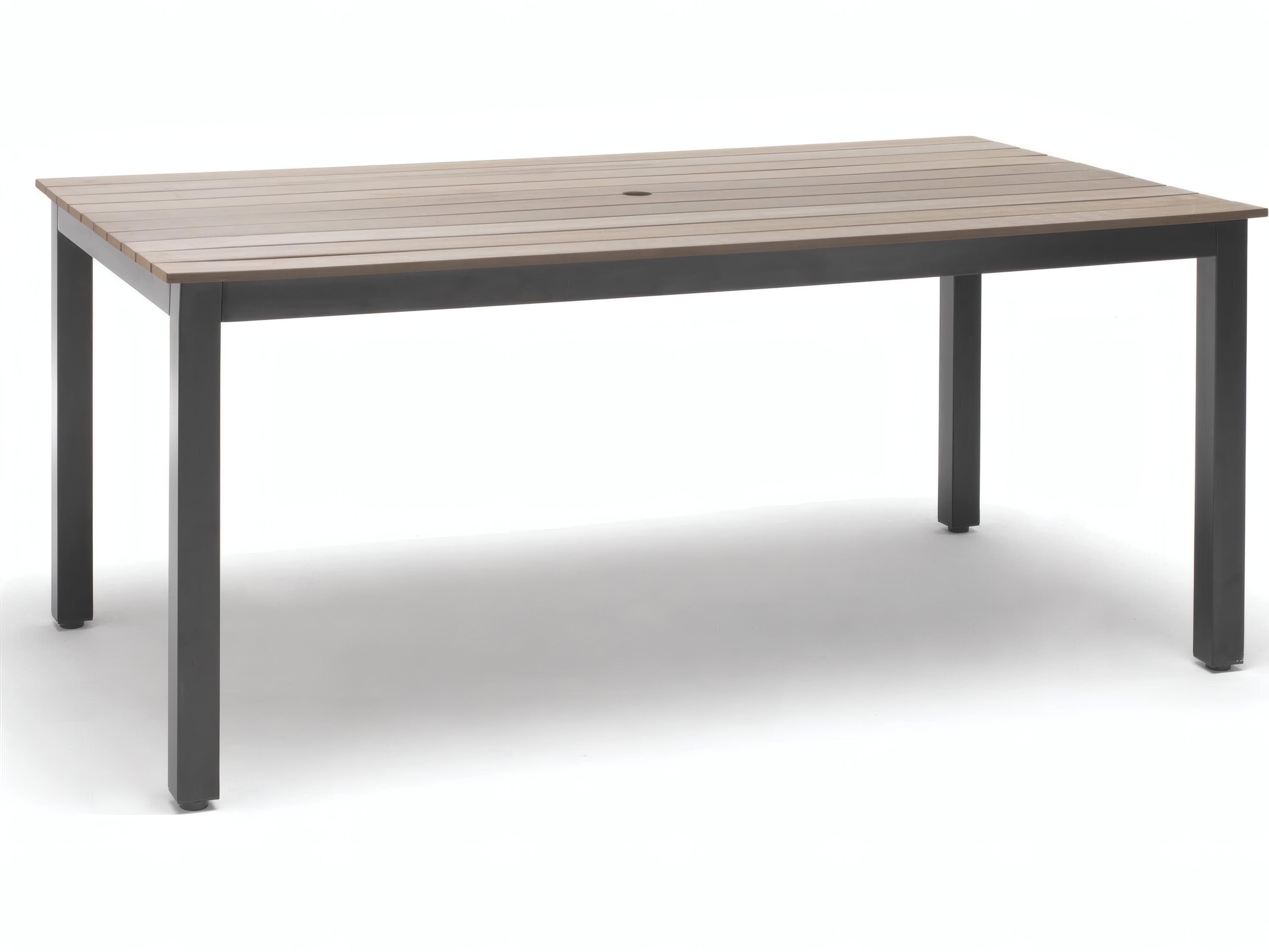 Kettler Bretange Aluminum Gray/Maple Gray Rectangular Poly Outdoor Dining Table with Umbrella Hole