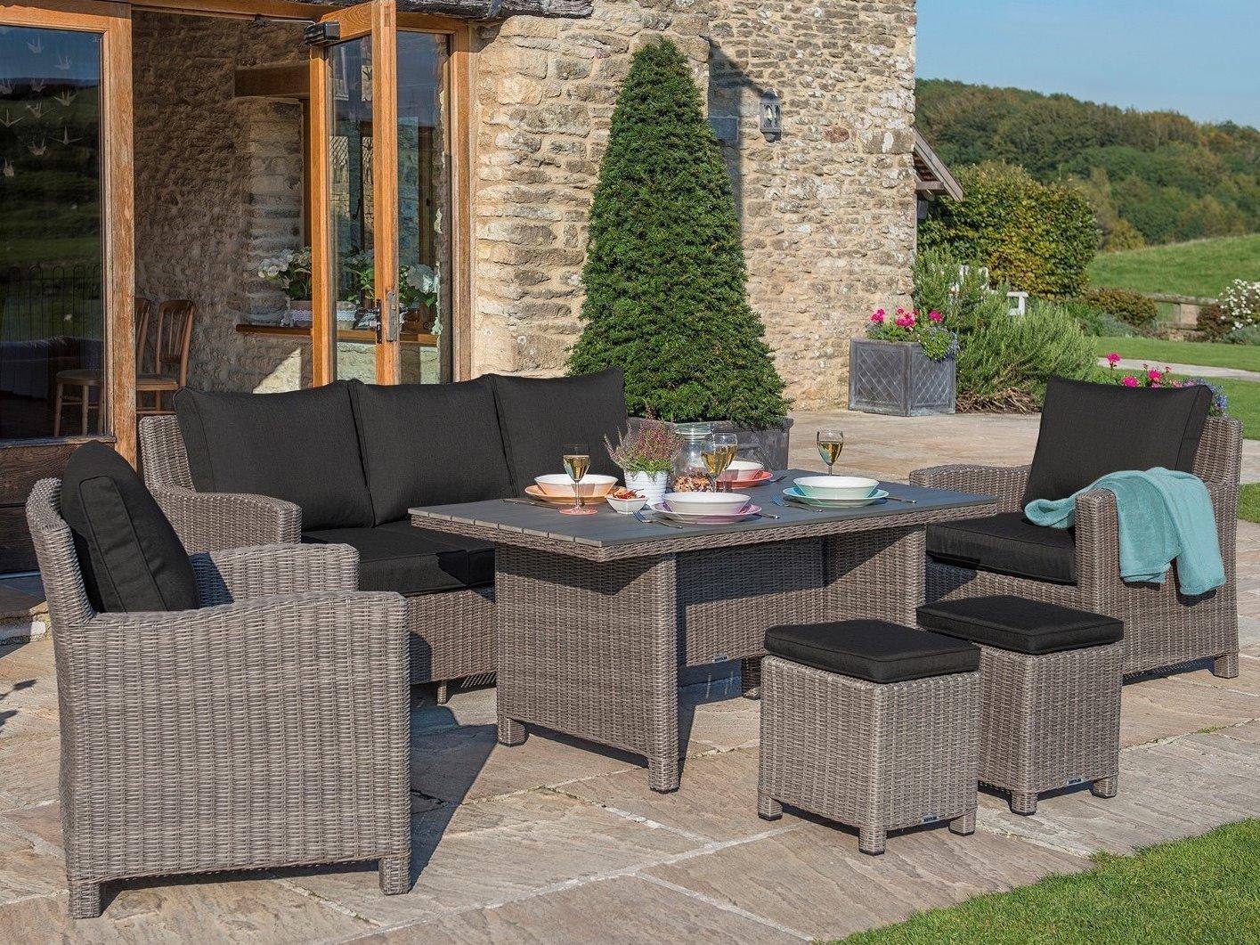 Kettler Palma Rattan canvas Coal Wicker Cushion Lounge Set