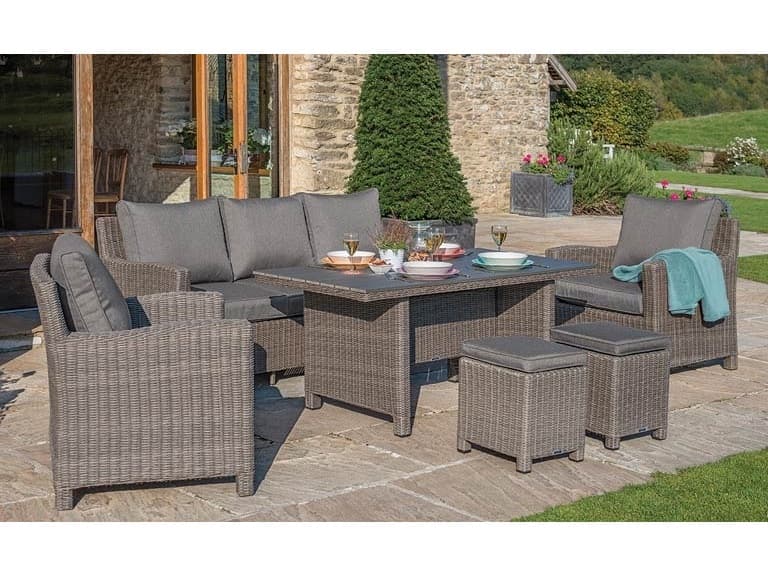 Kettler Palma Rattan canvas Coal Wicker Cushion Lounge Set