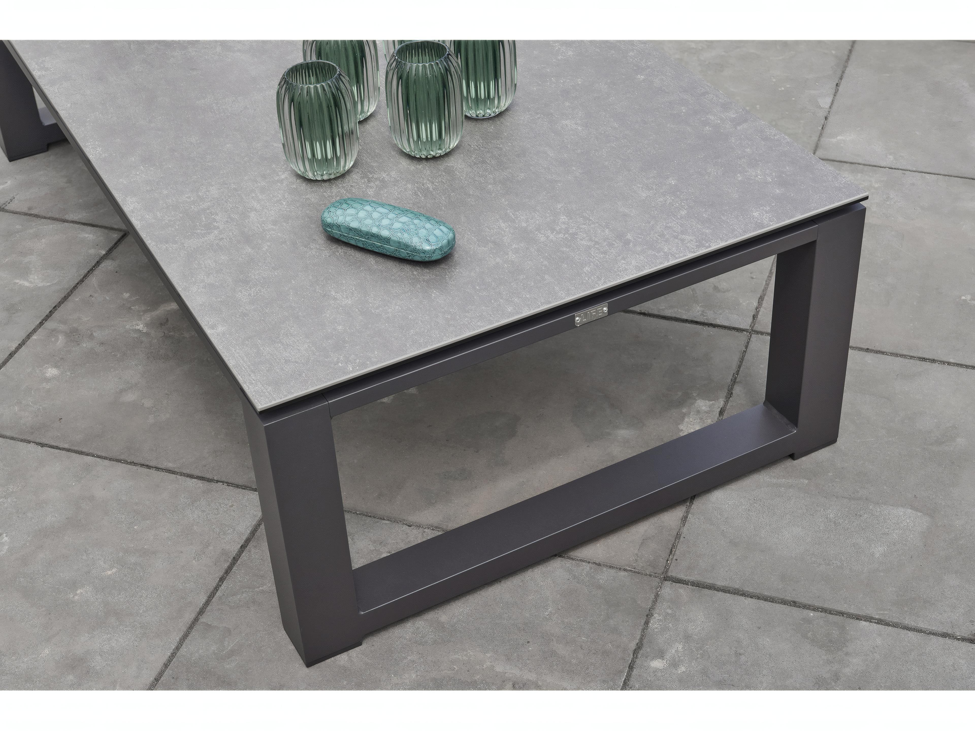 Kettler Boston Select Aluminum Lava Rectangular Ceramic Top Outdoor Patio Coffee Table
