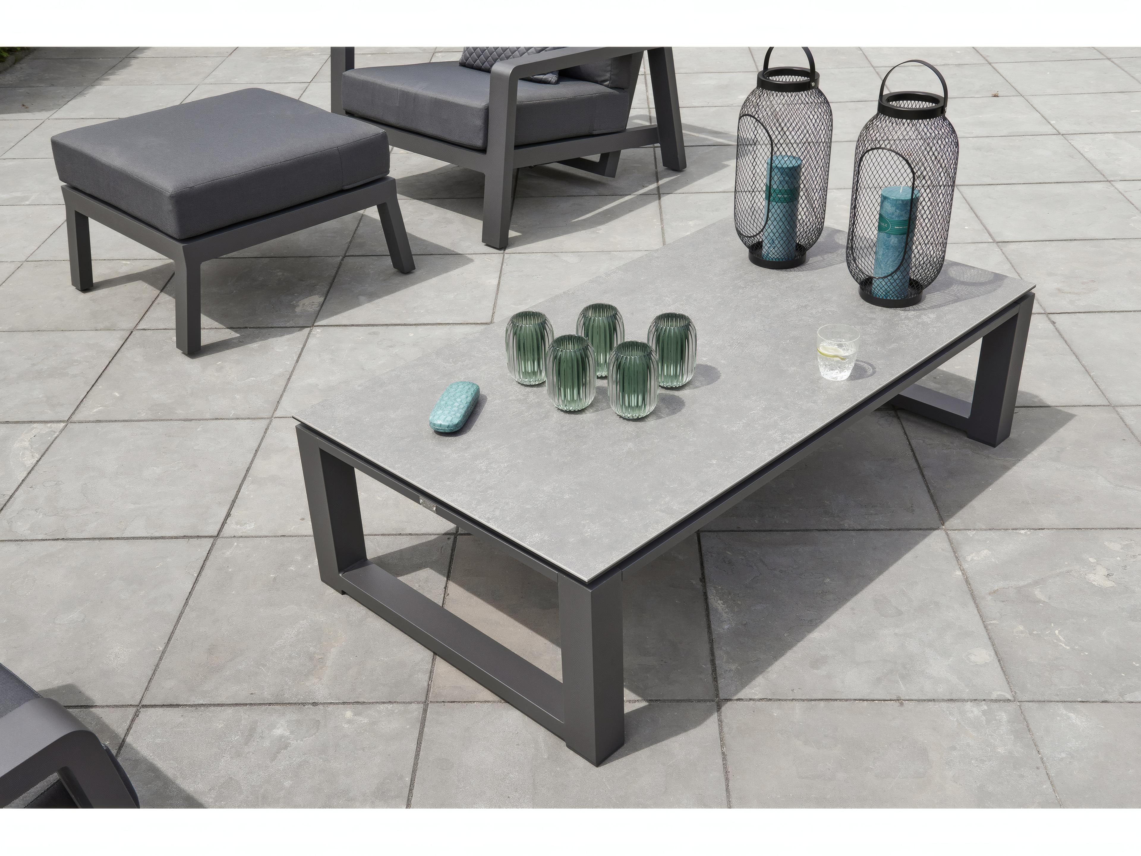 Kettler Boston Select Aluminum Lava Rectangular Ceramic Top Outdoor Patio Coffee Table