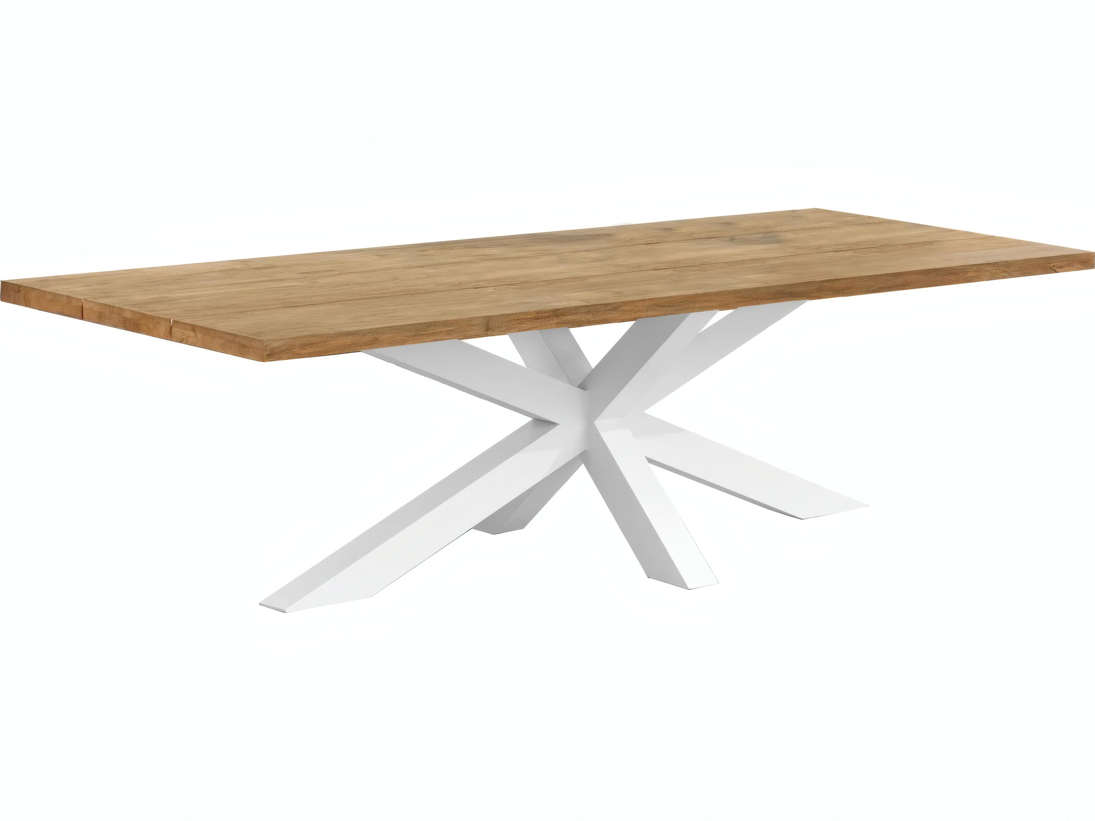 Kettler Timor Closeout White Aluminum Patio Dining Table with Teak Top