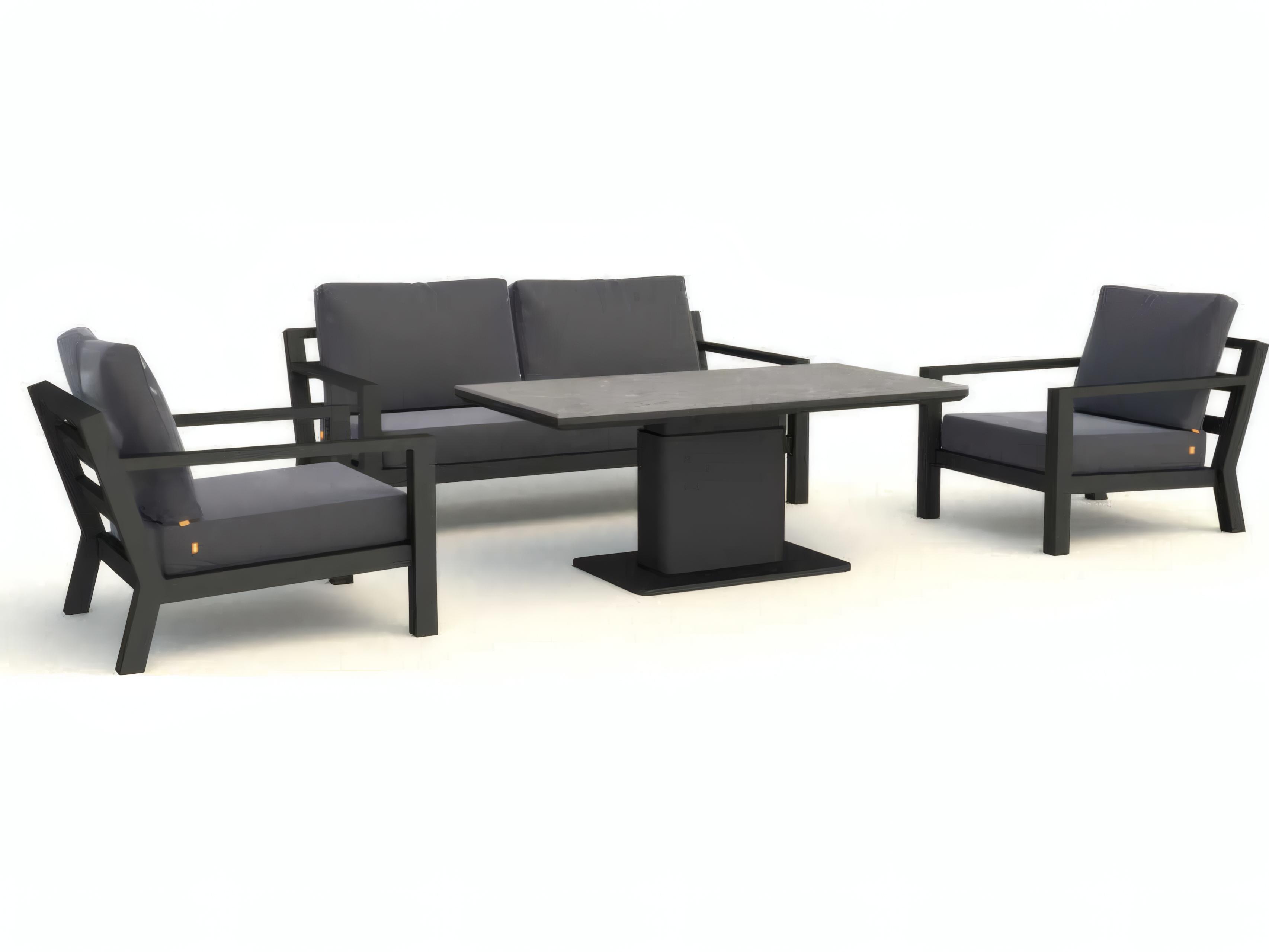 Kettler Life Timber Lava Natte Charcoal Aluminum Cushion Lounge Set