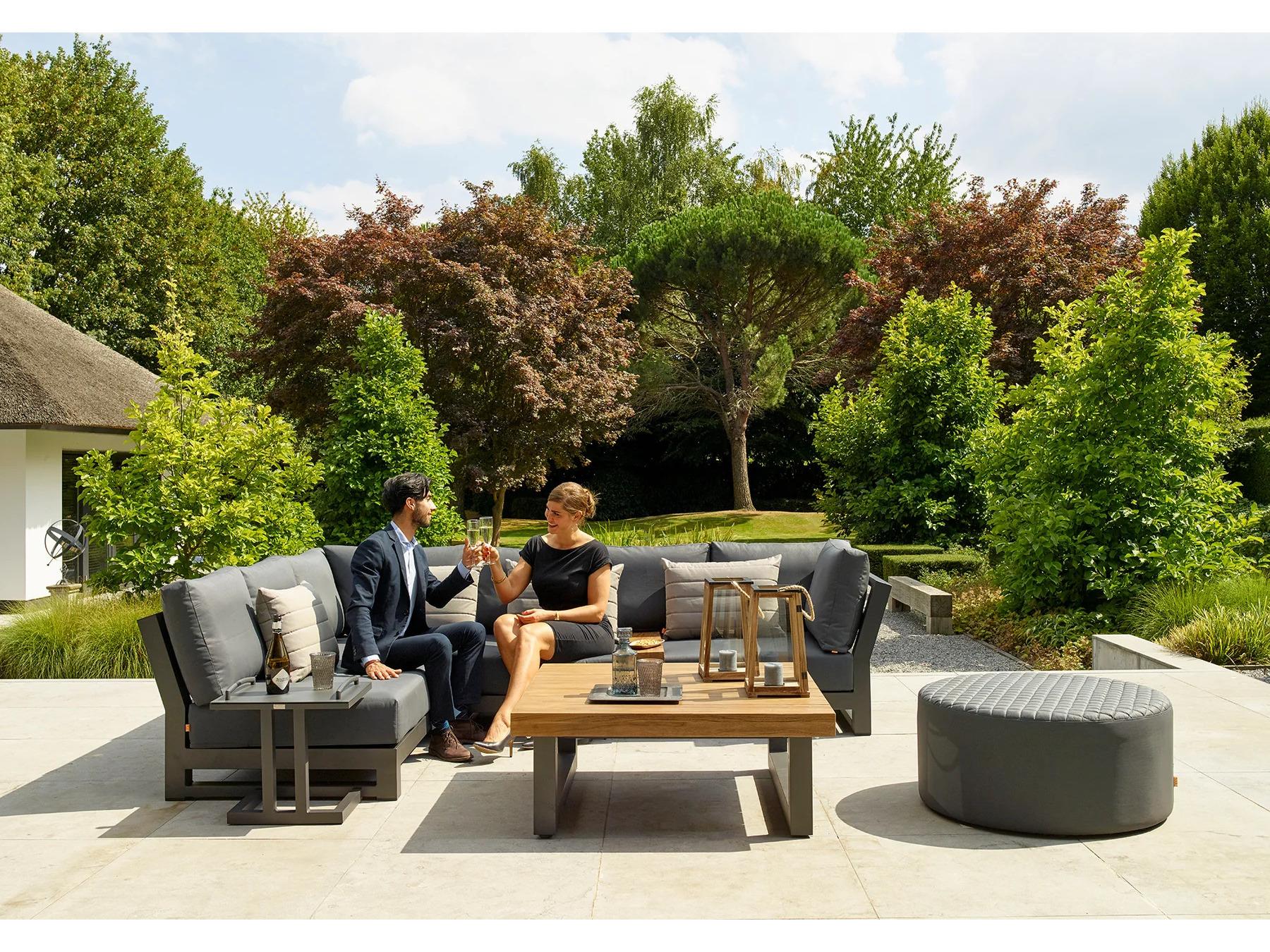 Kettler Nevada Aluminum Lava Square Robust Teak Top Outdoor Patio Coffee Table