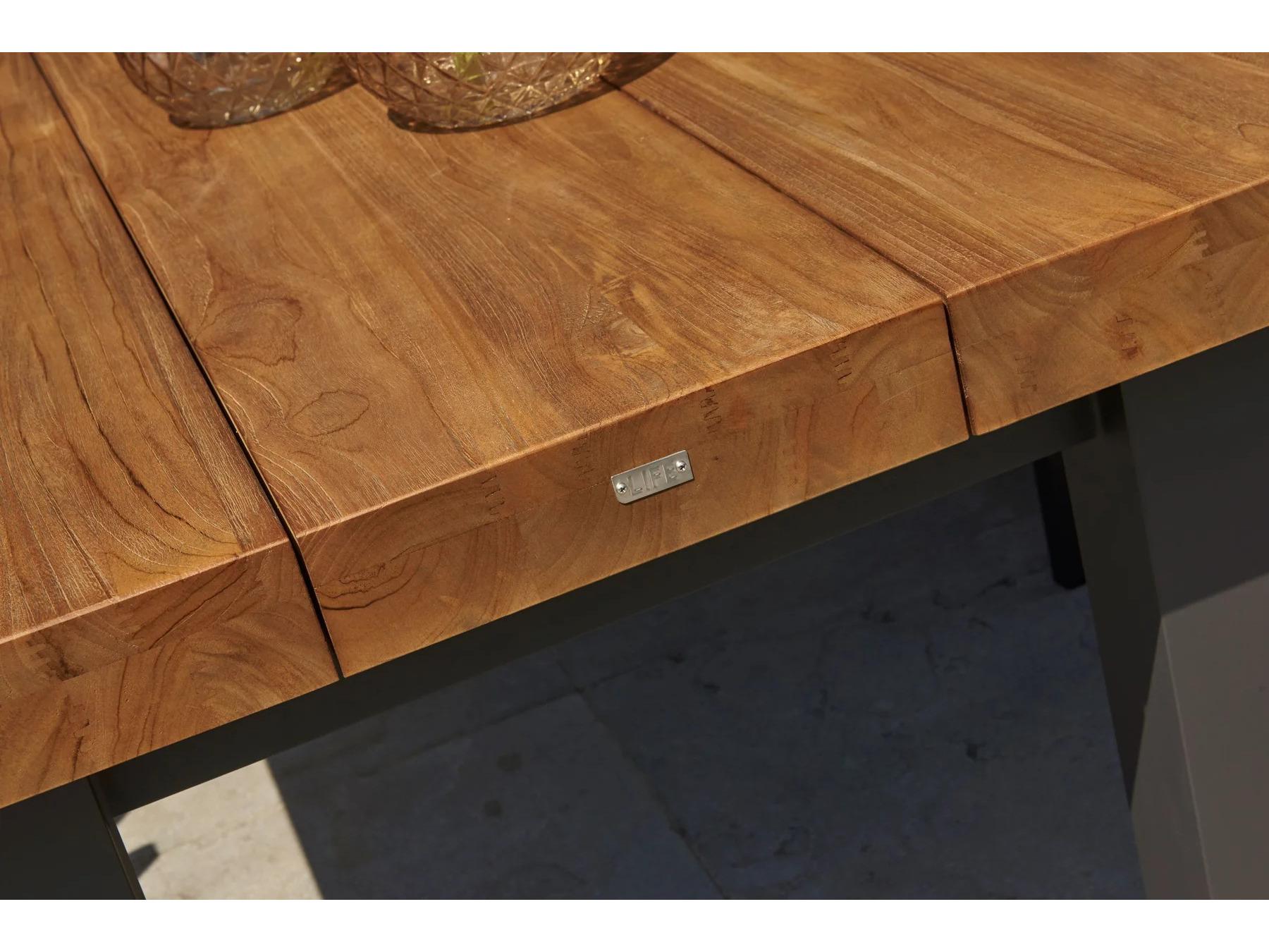 Kettler Nevada Aluminum Lava Square Robust Teak Top Outdoor Patio Coffee Table