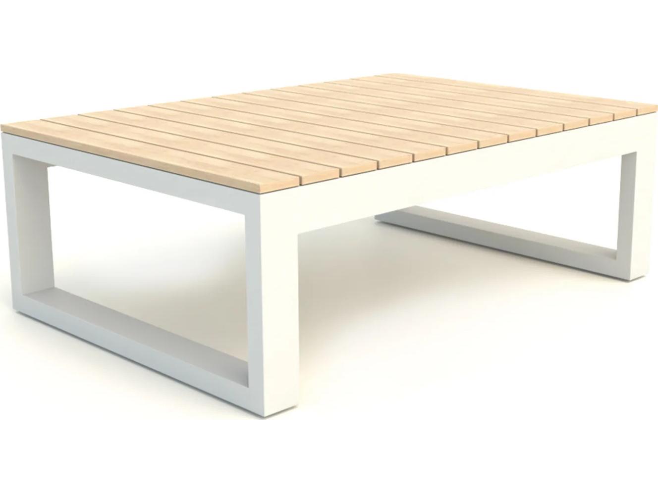 Kettler Mallorcal Closeout White Aluminum Outdoor Coffee Table with Poly Top