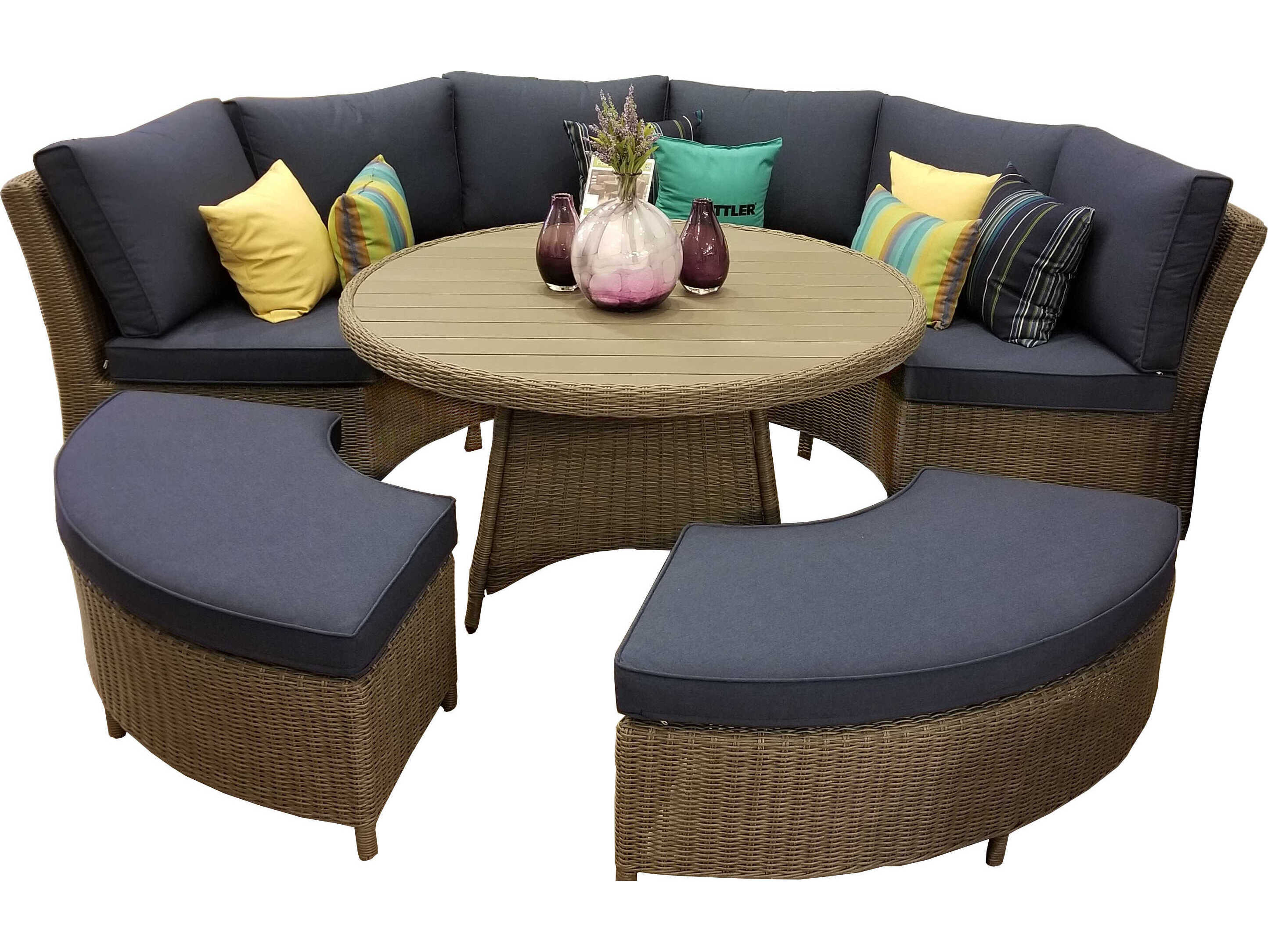 Kettler Palma Rattan Spectrum Indigo Aluminum Dining Set