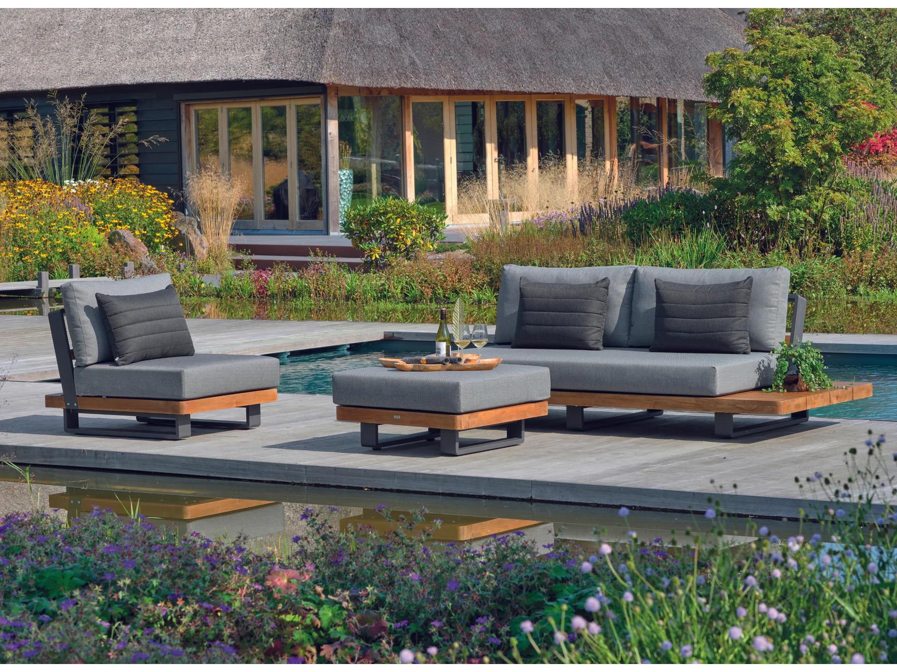 Kettler Fitz Roy Aluminum Lava Outdoor Patio Sofa in Natte Charcoal