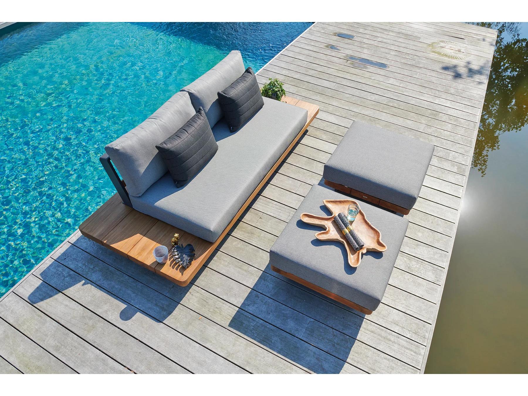 Kettler Fitz Roy Aluminum Lava Patio Ottoman in Natte Charcoal