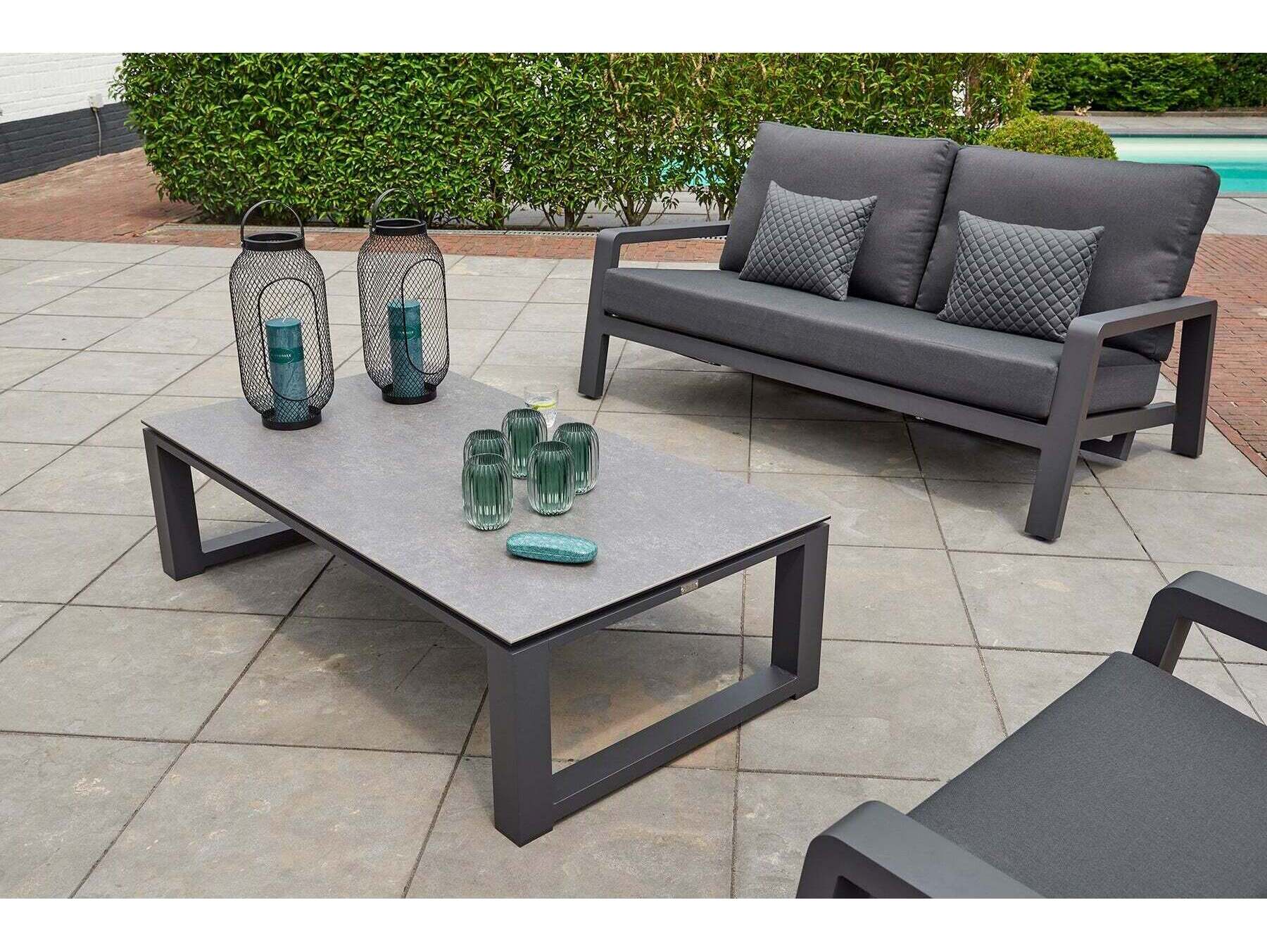 Kettler Boston Select Aluminum Lava Reclining Patio Loveseat in Natte Charcoal