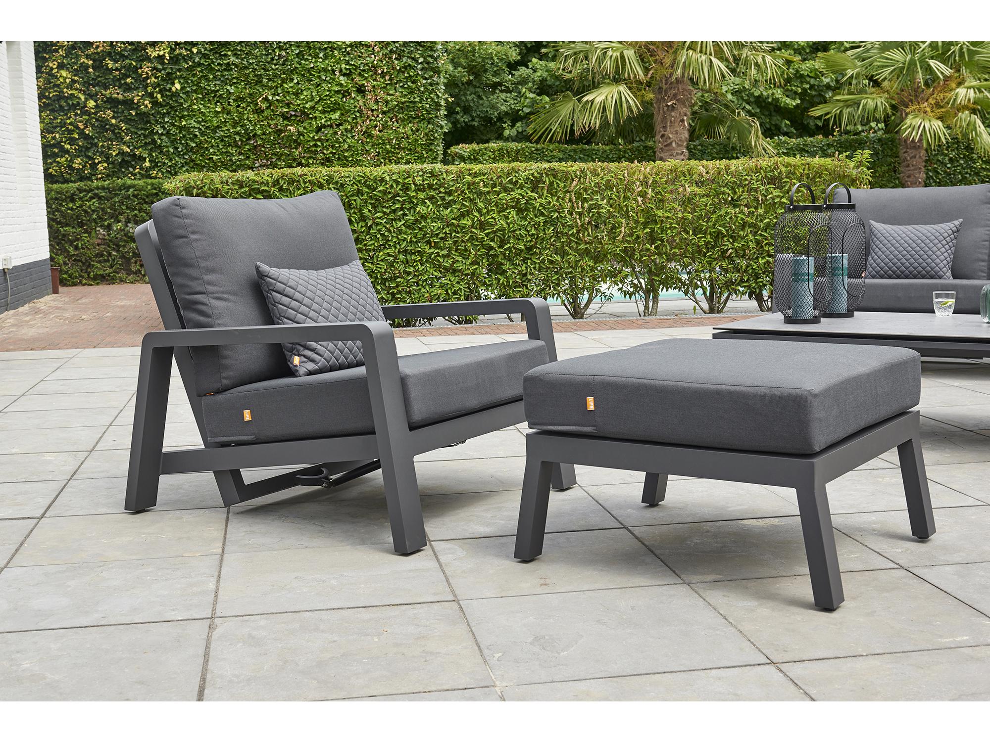 Kettler Boston Select Aluminum Lava Outdoor Ottoman in Natte Charcoal