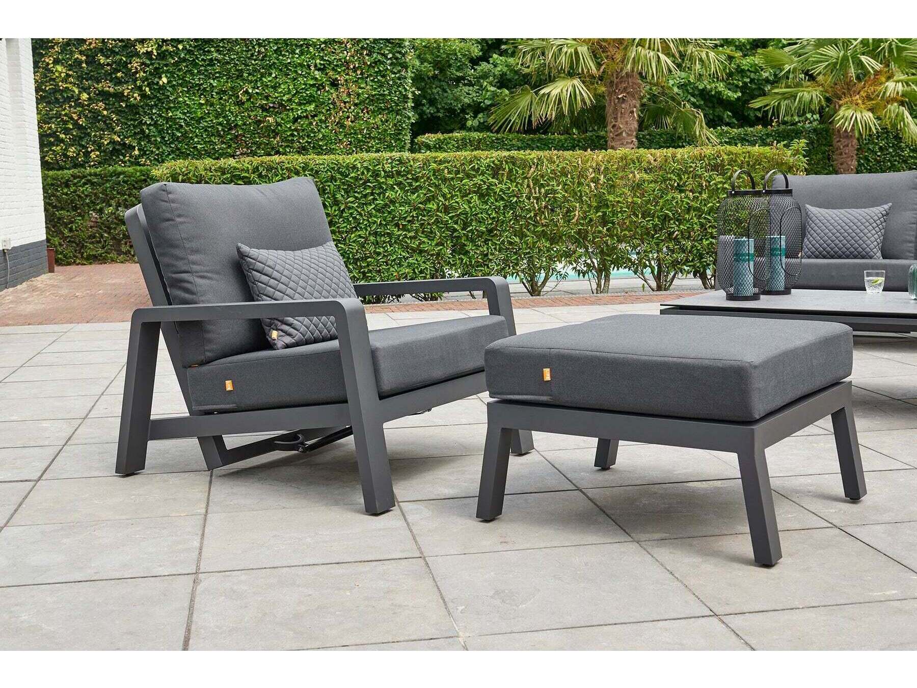 Kettler Boston Select Aluminum Lava Outdoor Ottoman in Natte Charcoal