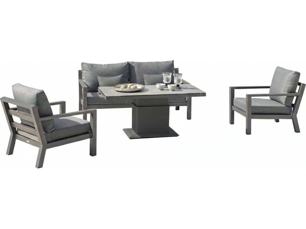 Kettler Timber Lava natte Charcoal Aluminum Cushion Lounge Set