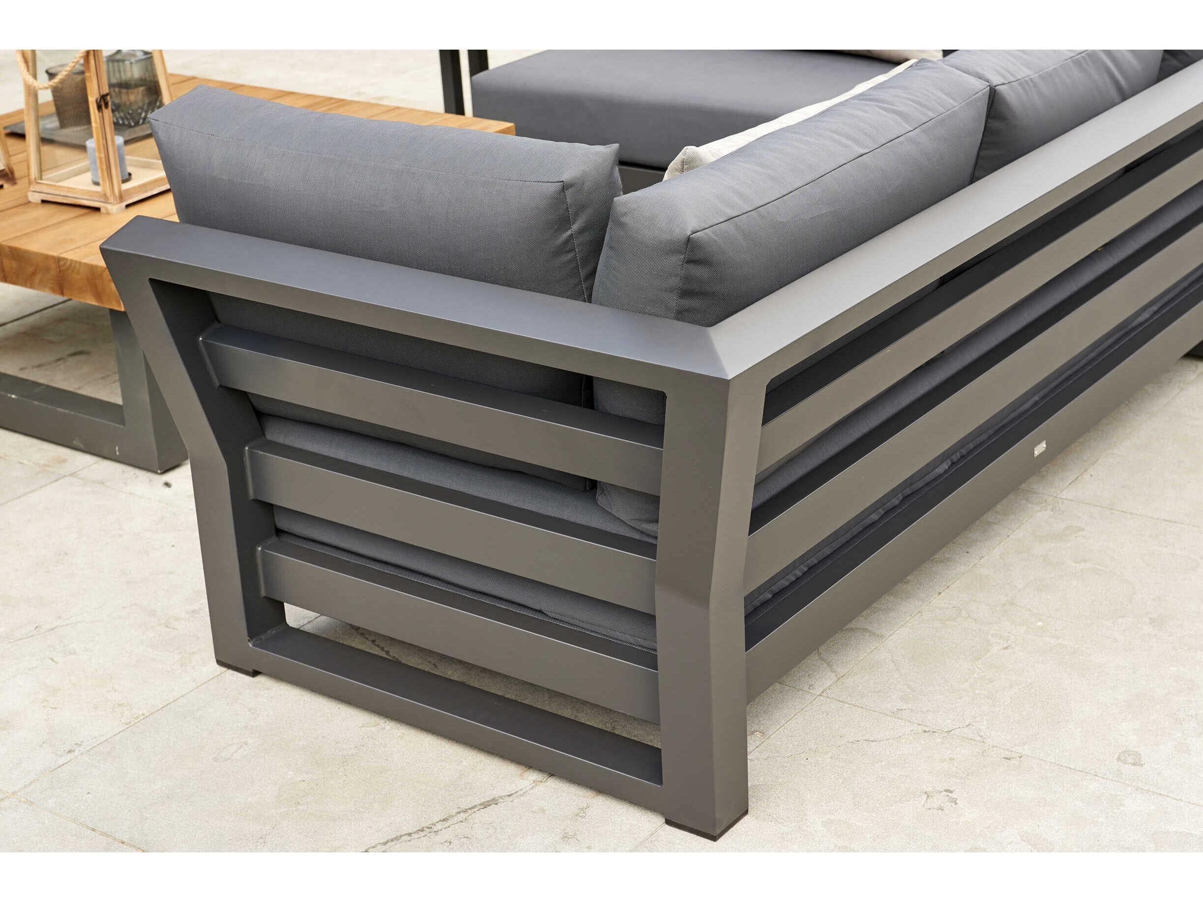 Kettler Life Nevada Lava Canvas Soot Aluminum Cushion Lounge Set