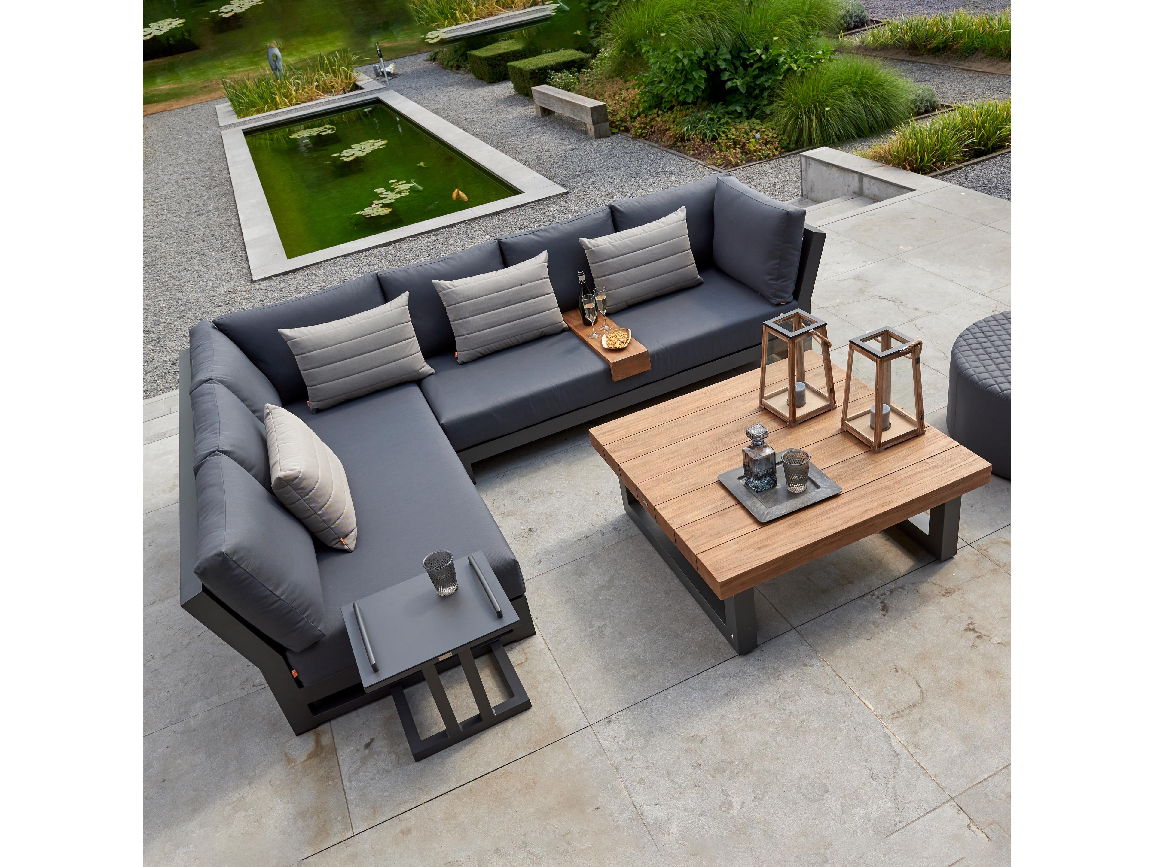 Kettler Life Nevada Lava Canvas Soot Grey Chine Aluminum Cushion Lounge Set