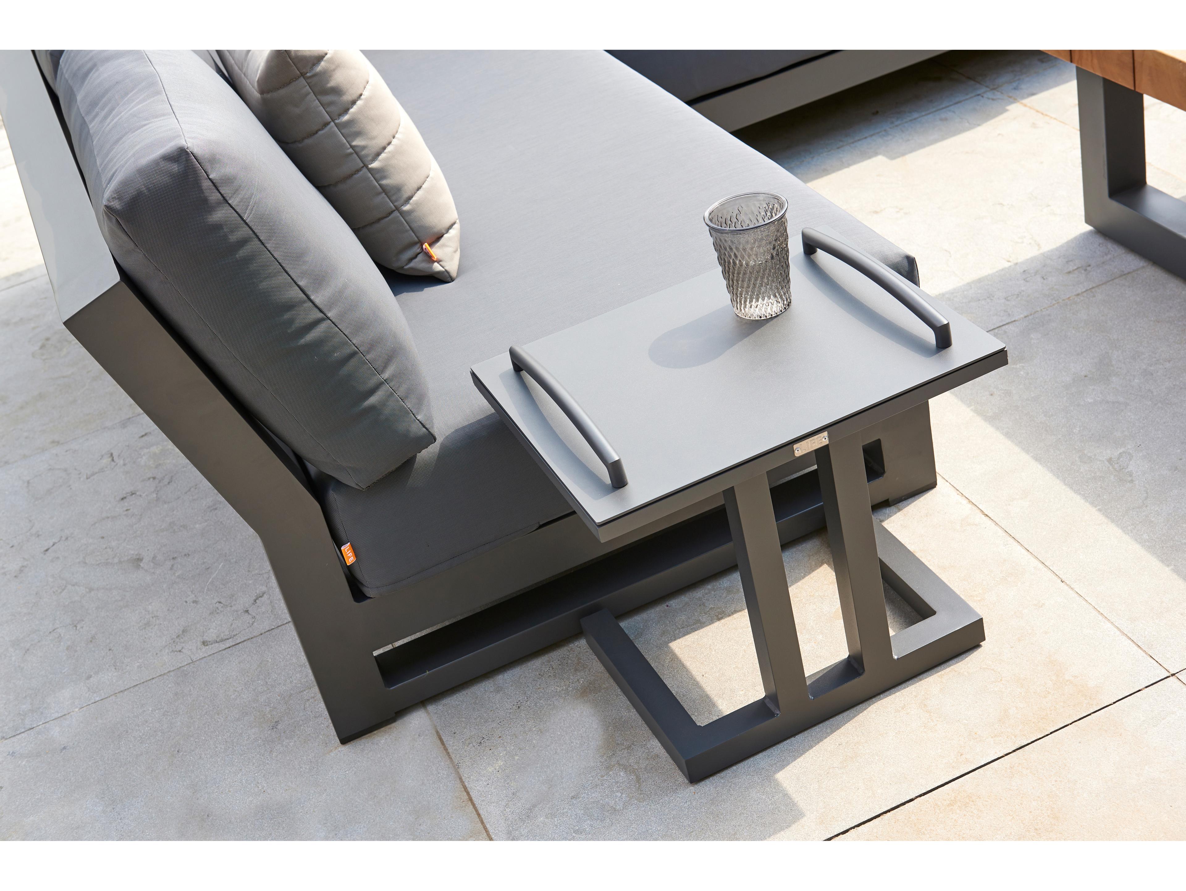 Kettler Life Nevada Lava Canvas Soot Grey Chine Aluminum Cushion Lounge Set