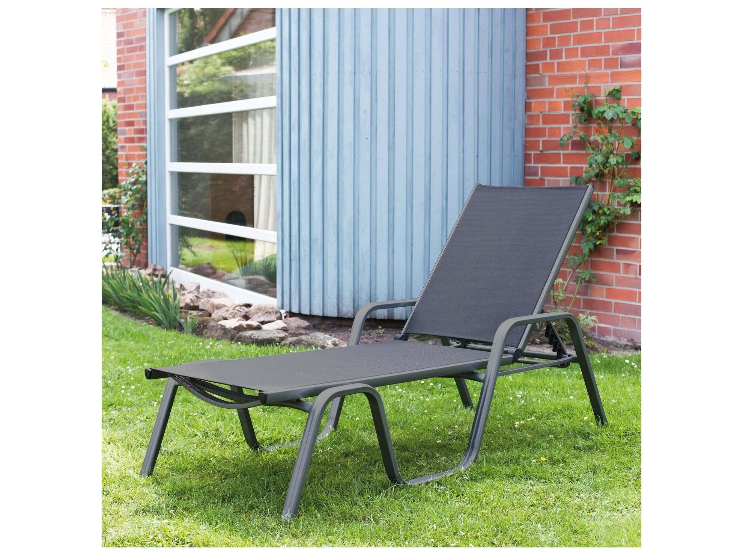 Kettler Basic Plus Aluminum Gray Stackable Outdoor Patio Chaise Lounge