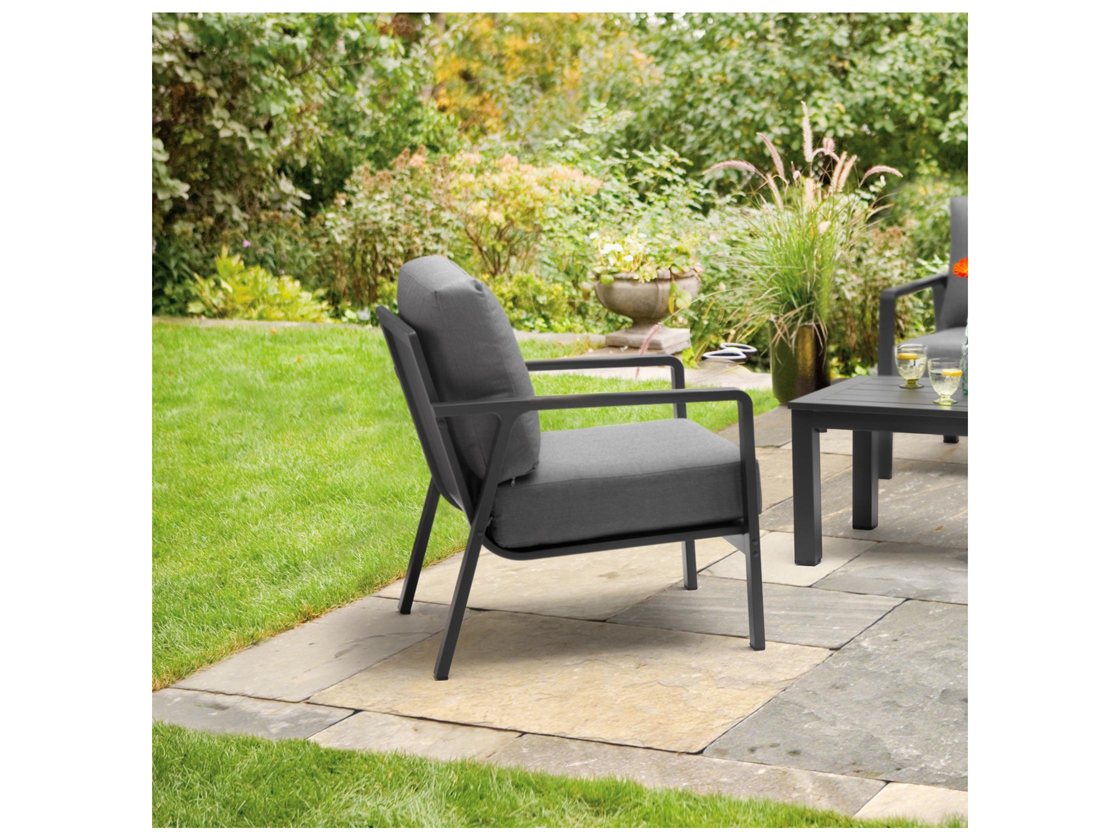 Kettler Paros Aluminum Charcoal Outdoor Patio Lounge Chair in Cast Slate