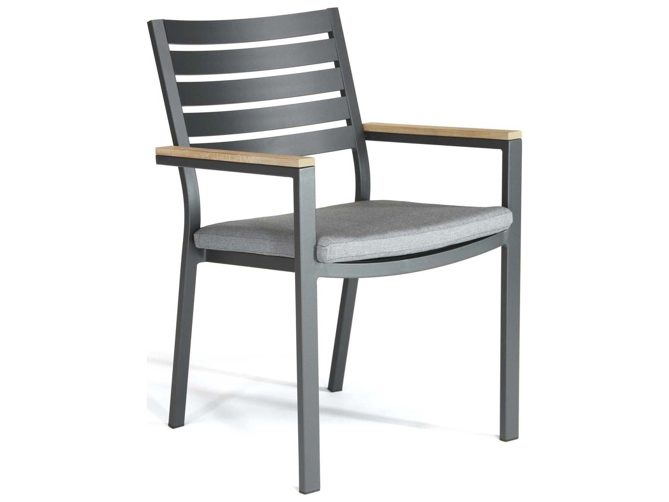 Kettler Elba Aluminum Charcoal Outdoor Dining Arm Chair in Cast Silver