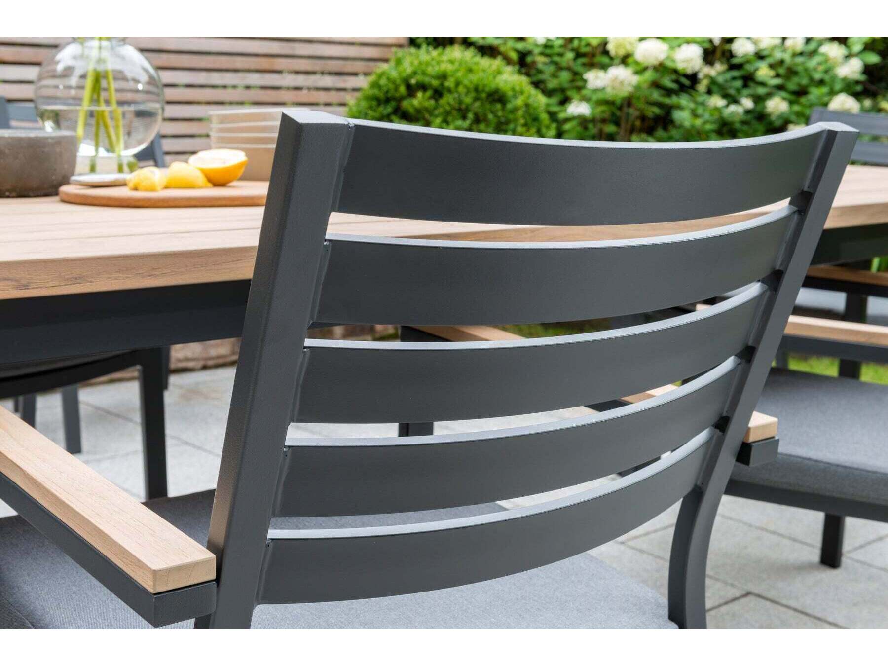 Kettler Elba Aluminum Charcoal Outdoor Dining Arm Chair in Cast Silver