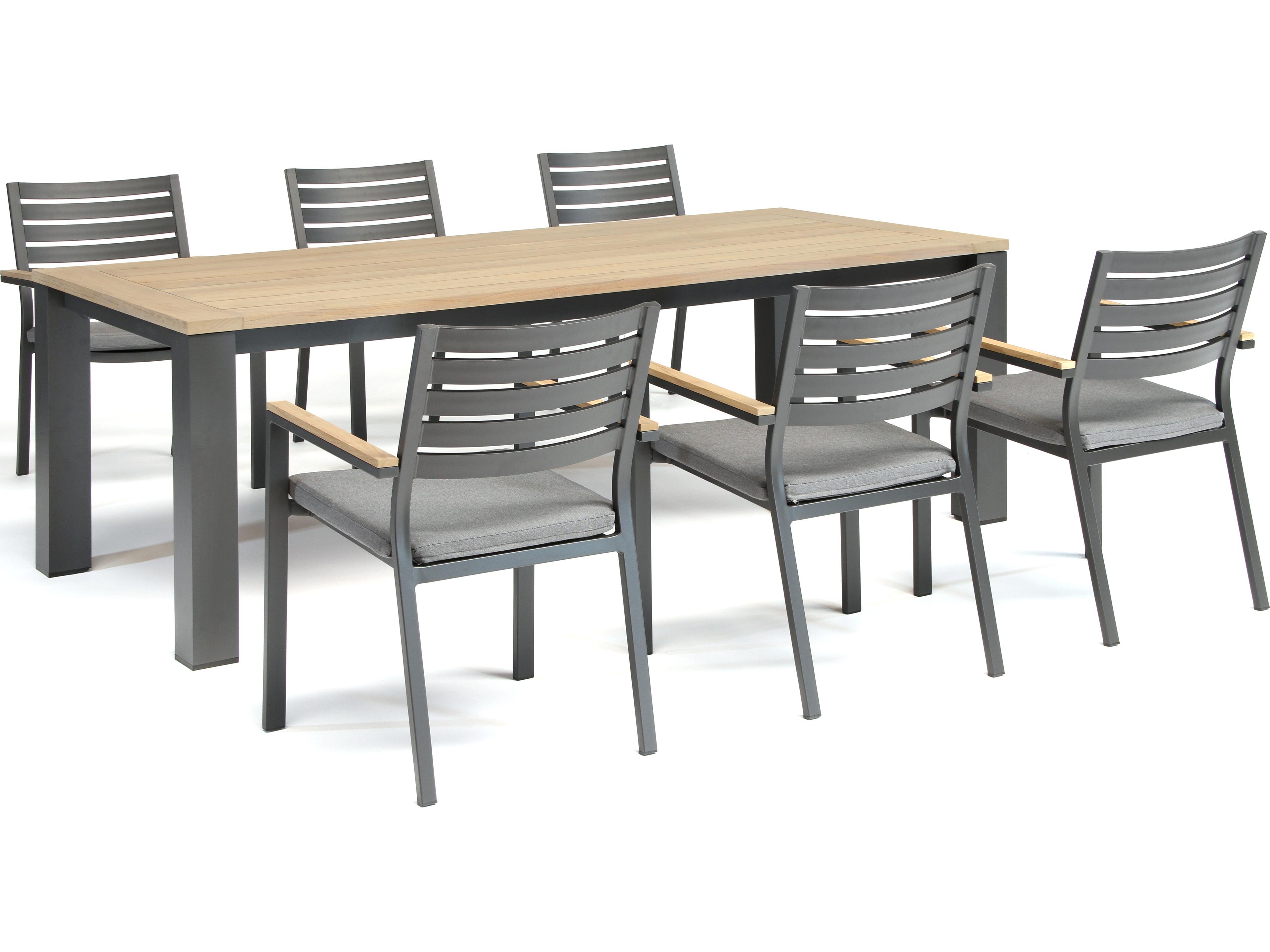 Kettler Elba Aluminum Charcoal 9 Piece Patio Dining Set in Cast Silver