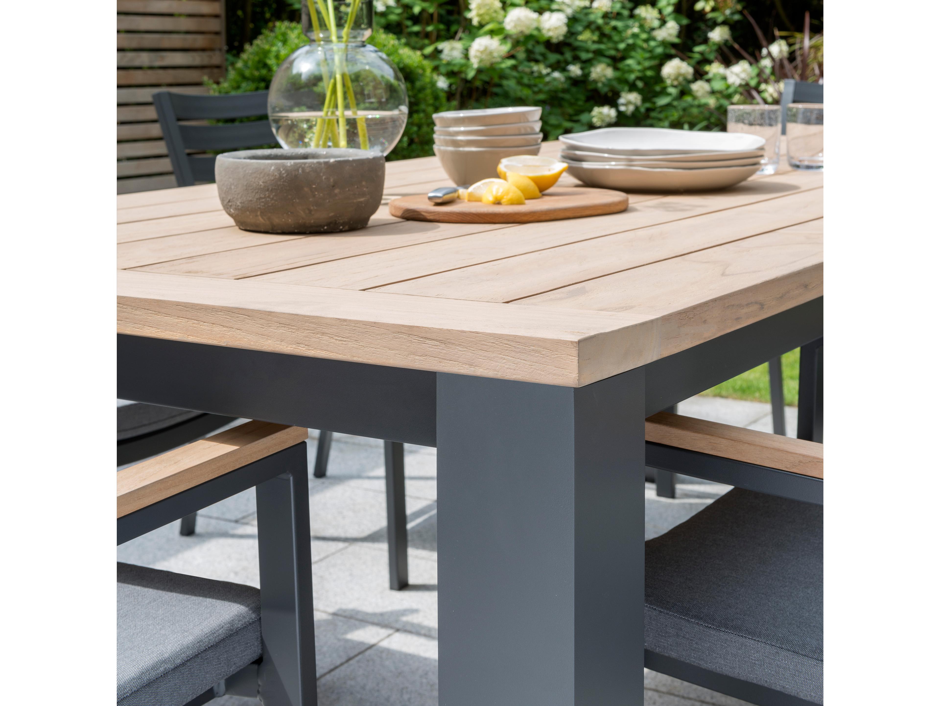 Kettler Elba Charcoal Teak Cast Silver Aluminum Dining Set