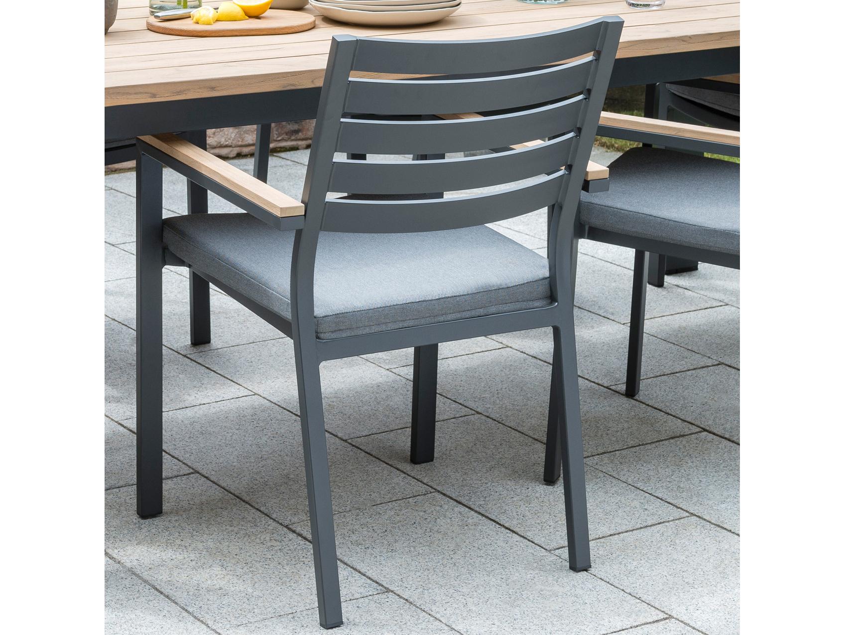 Kettler Elba Charcoal Teak Cast Silver Aluminum Dining Set