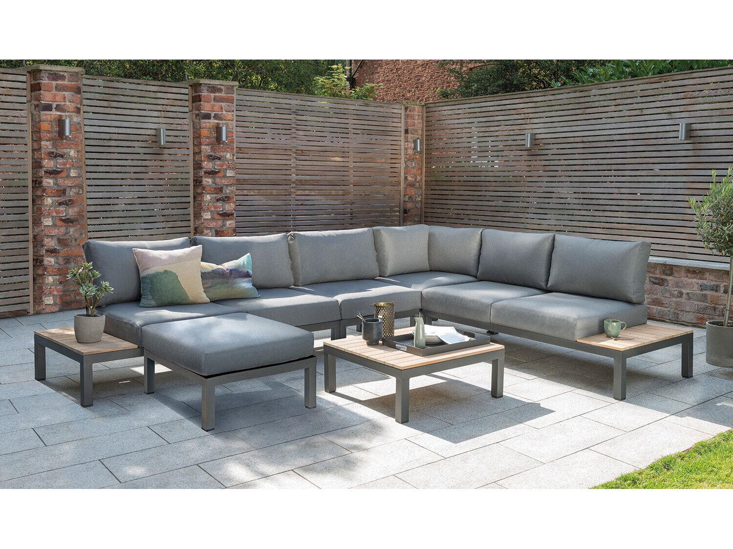 Kettler Elba Aluminum Charcoal Sectional Patio Lounge Set with Cast Silver
