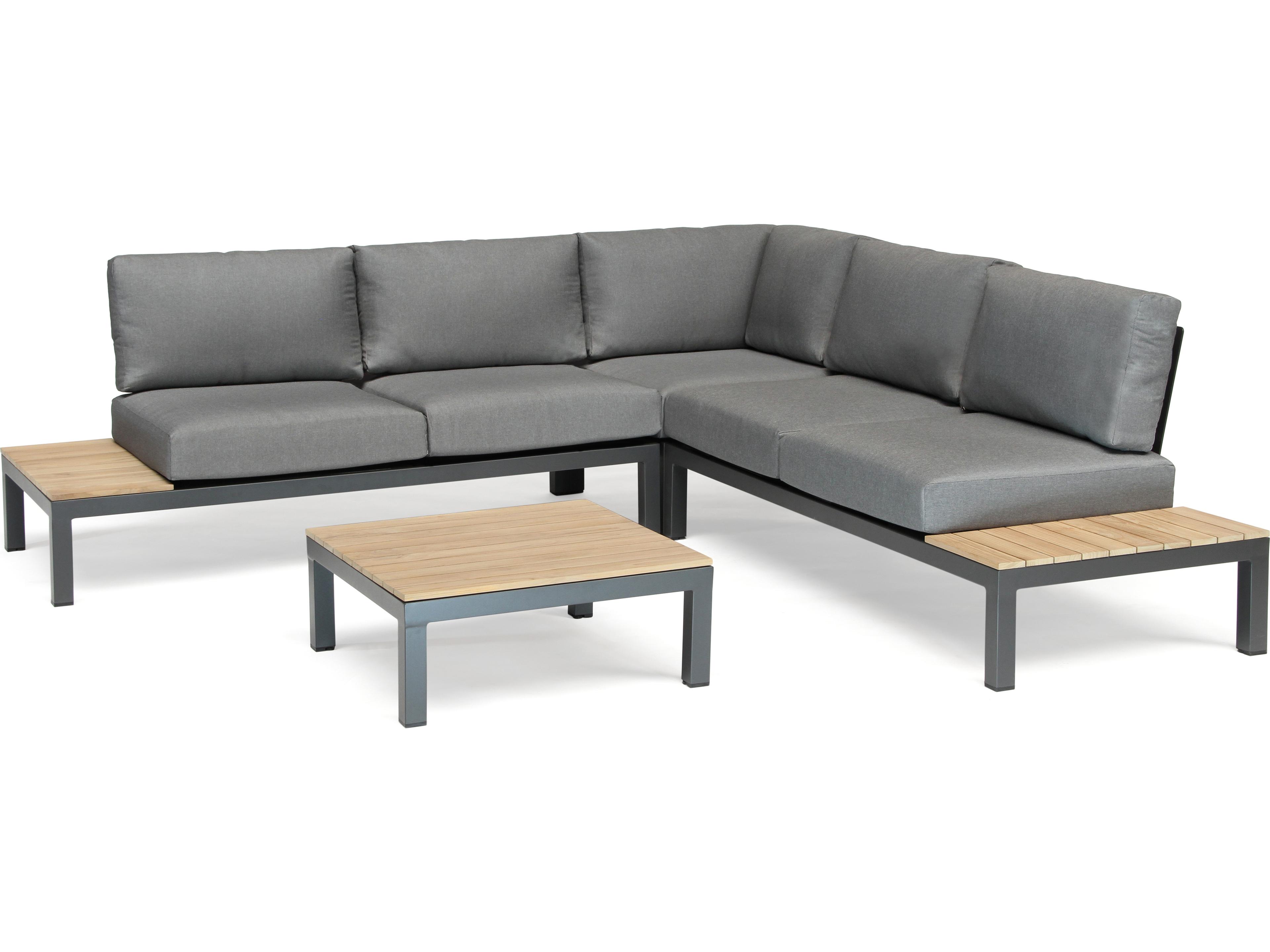 Kettler Elba Aluminum Charcoal Sectional Patio Lounge Set with Cast Silver