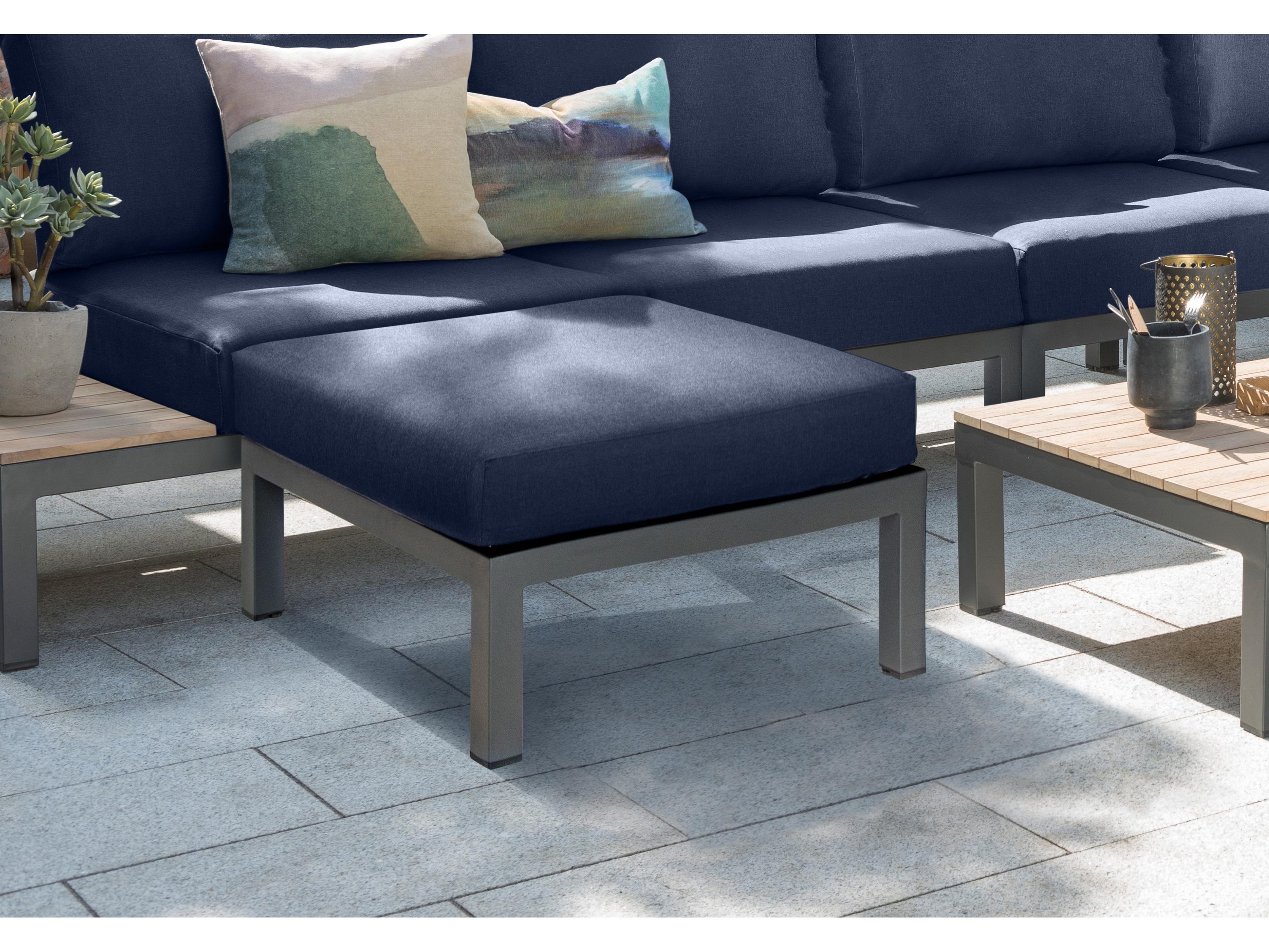 Kettler Elba Charcoal spectrum Indigo Aluminum Cushion Ottoman