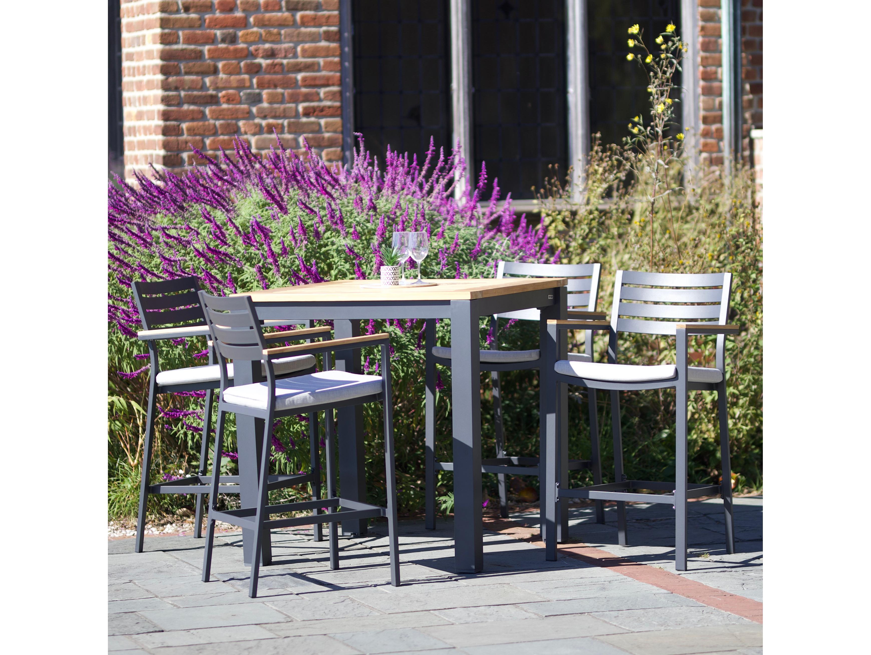 Kettler Elba Charcoal Teak Cast Silver Aluminum Cushion Lounge Set