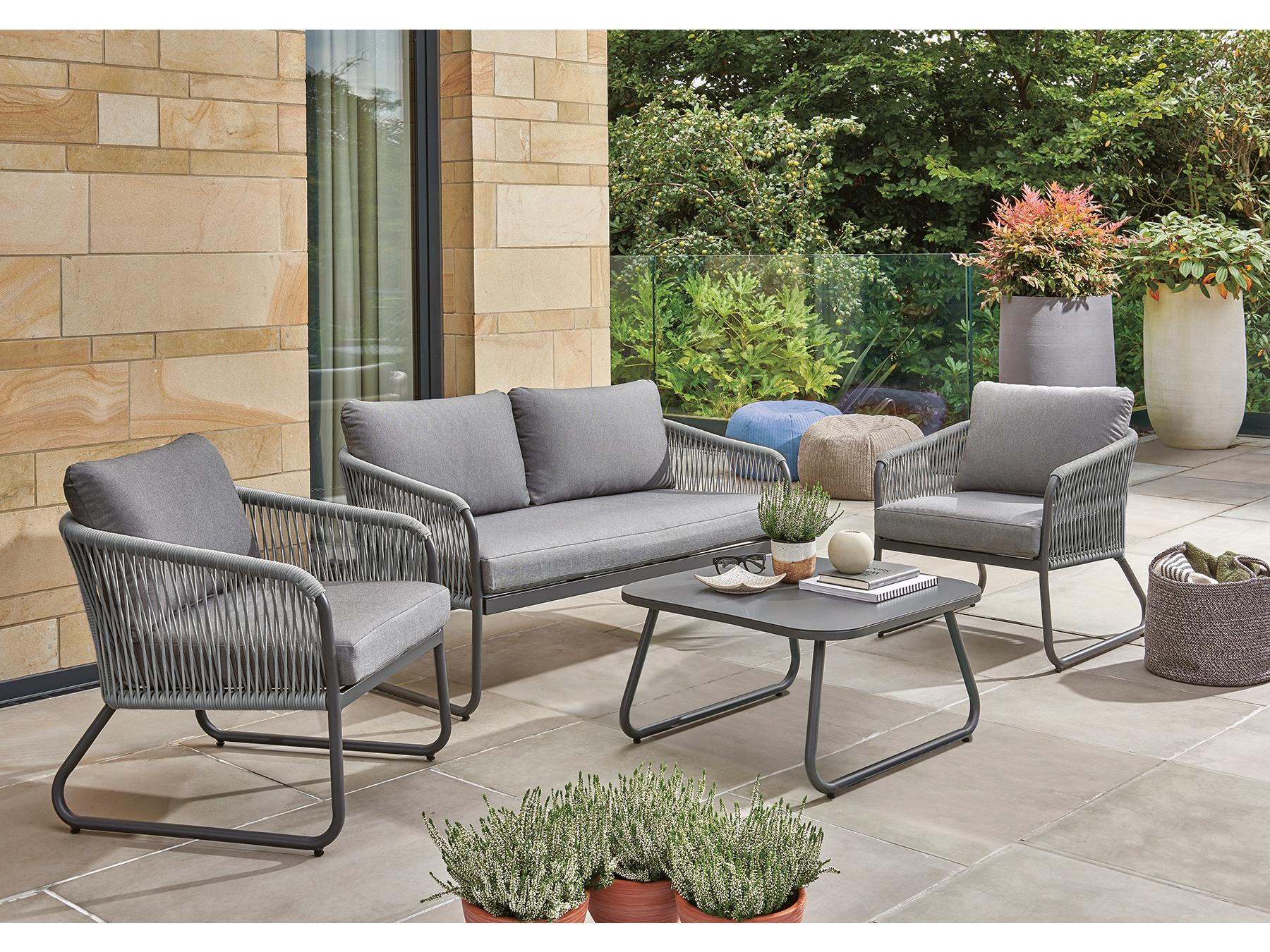 Kettler Kingston Aluminum Charcoal Outdoor Patio Lounge Set in Cast Slate