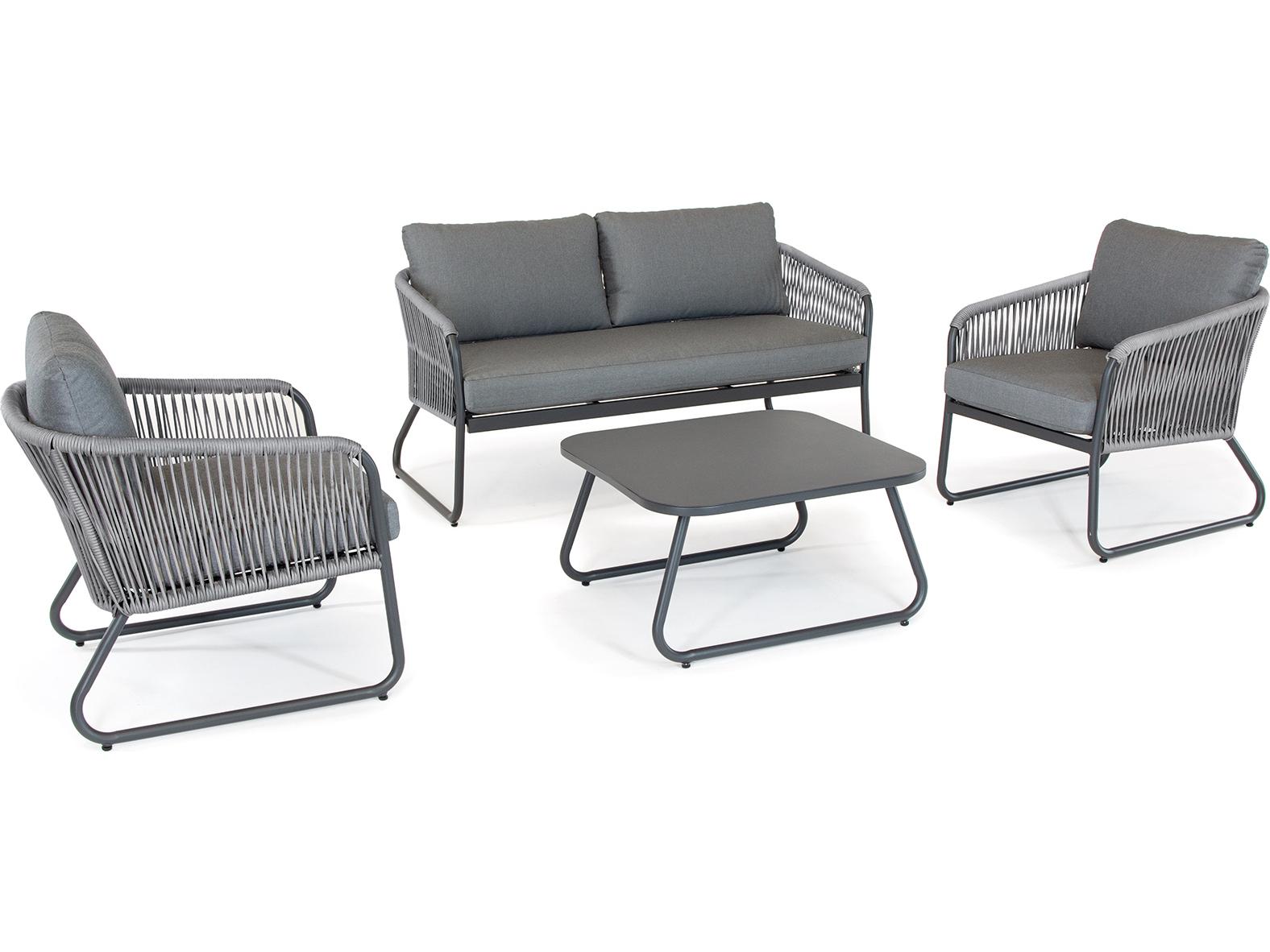 Kettler Kingston Aluminum Charcoal Outdoor Patio Lounge Set in Cast Slate