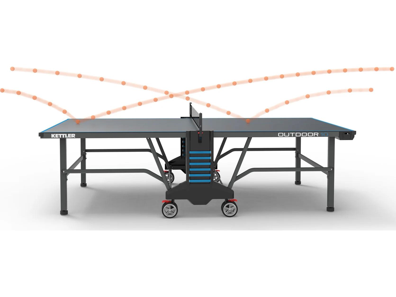 Kettler Outdoor 10 Table Tennis Table 4-Player Bundle