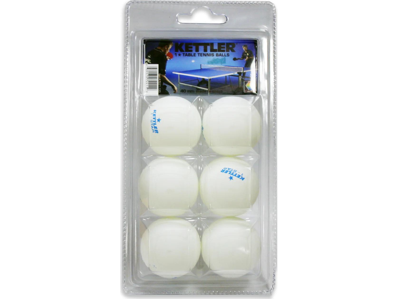 Kettler 1-Star White Table Tennis Balls 6-Pack