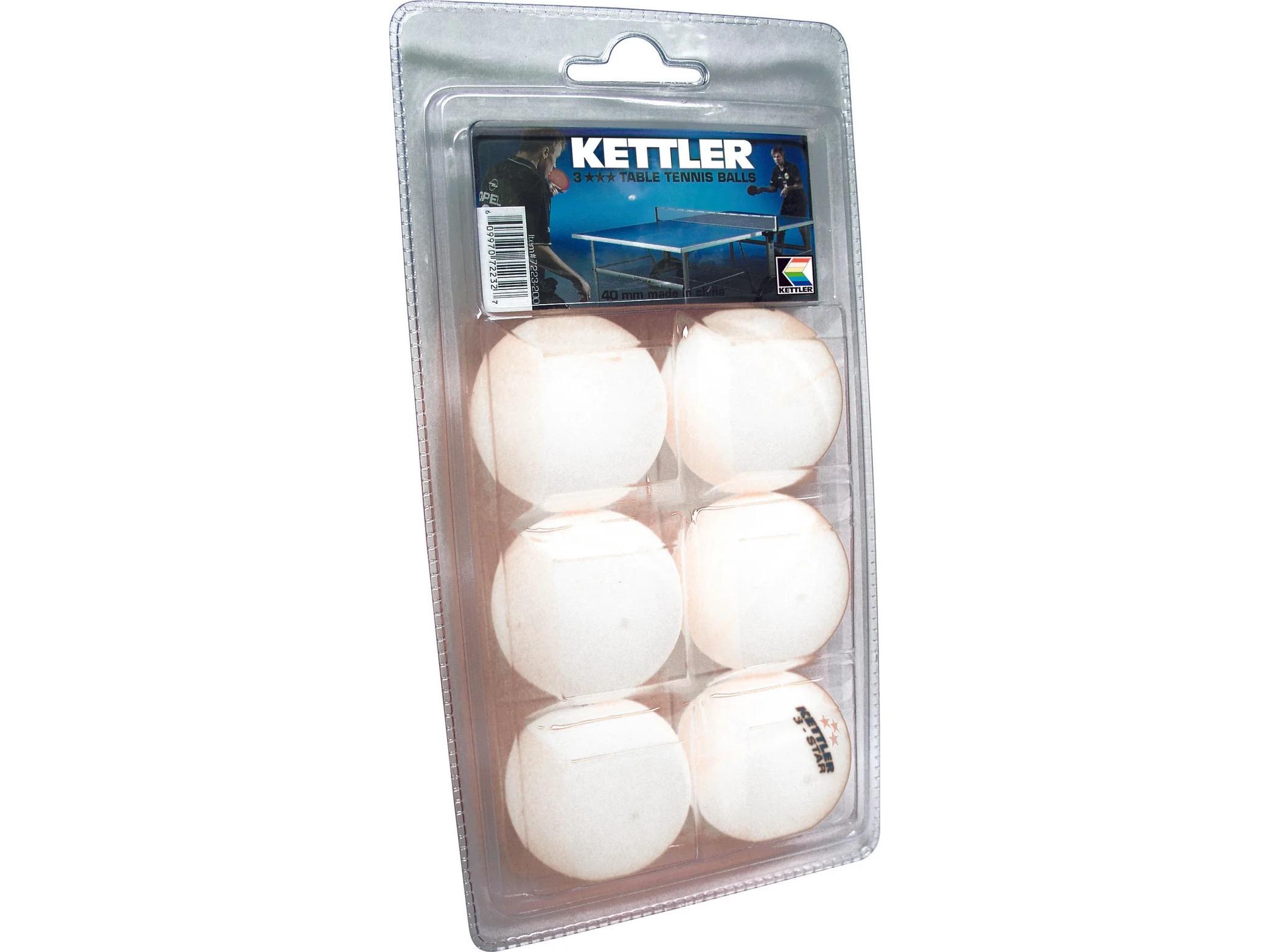 Kettler 3-Star White Table Tennis Balls 6-Pack