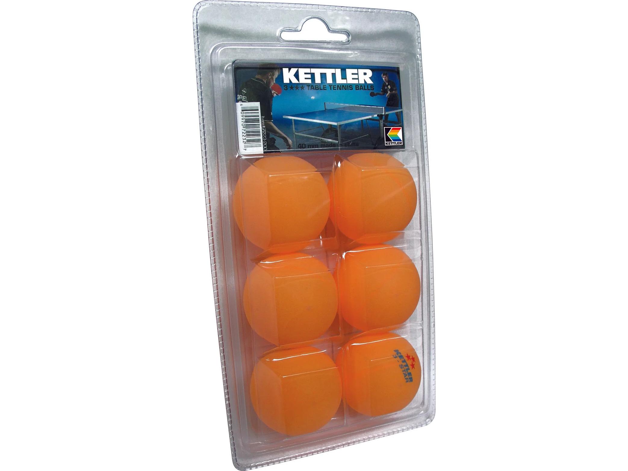 Kettler 3-Star Orange Table Tennis Balls 6-Pack