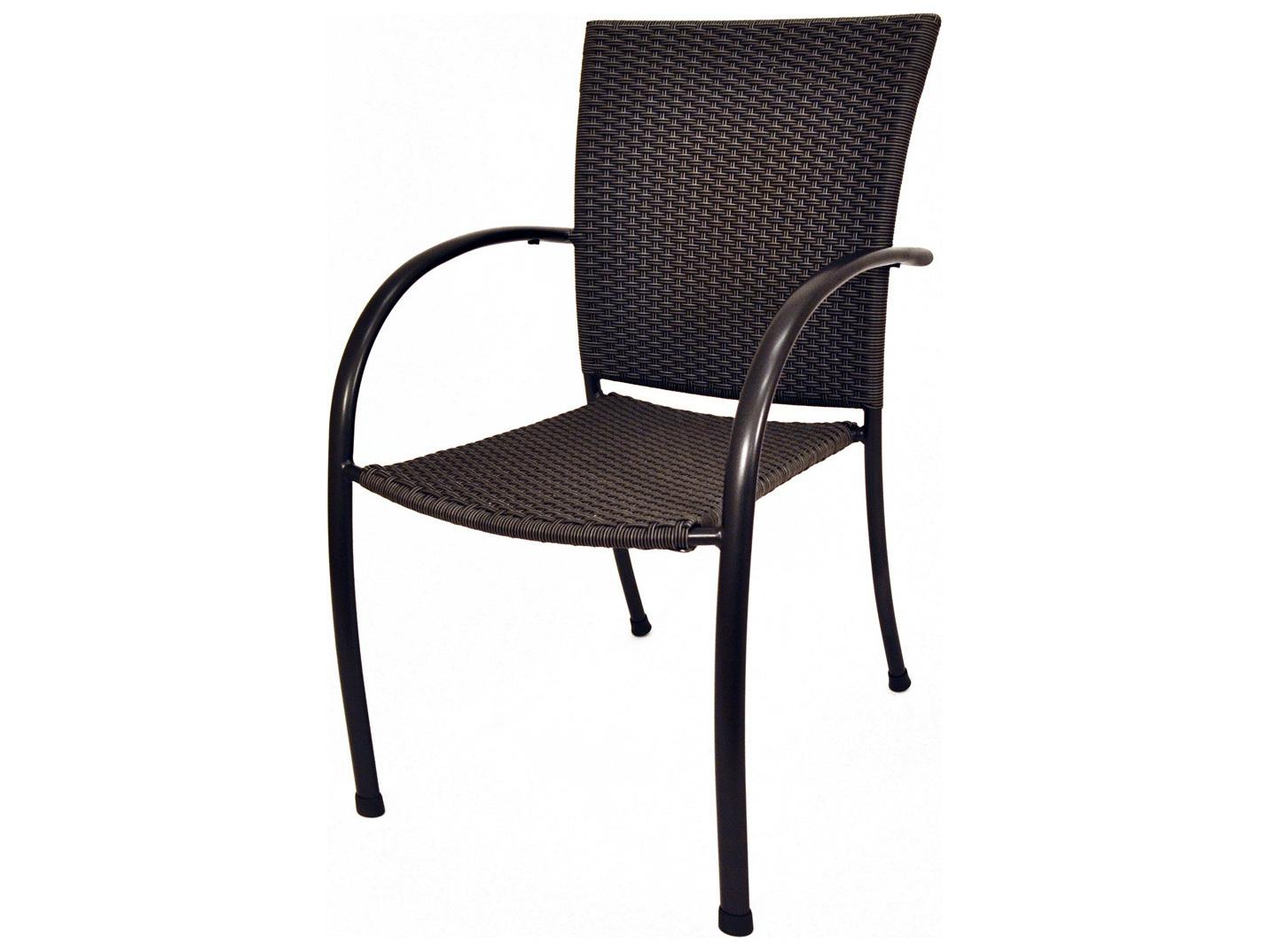Kettler Pilano Black Weave Aluminum Wicker Dining Chair Set of 6