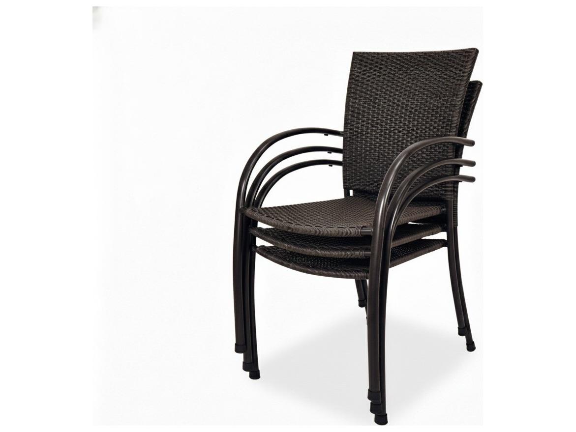 Kettler Pilano Black Weave Aluminum Wicker Dining Chair Set of 6