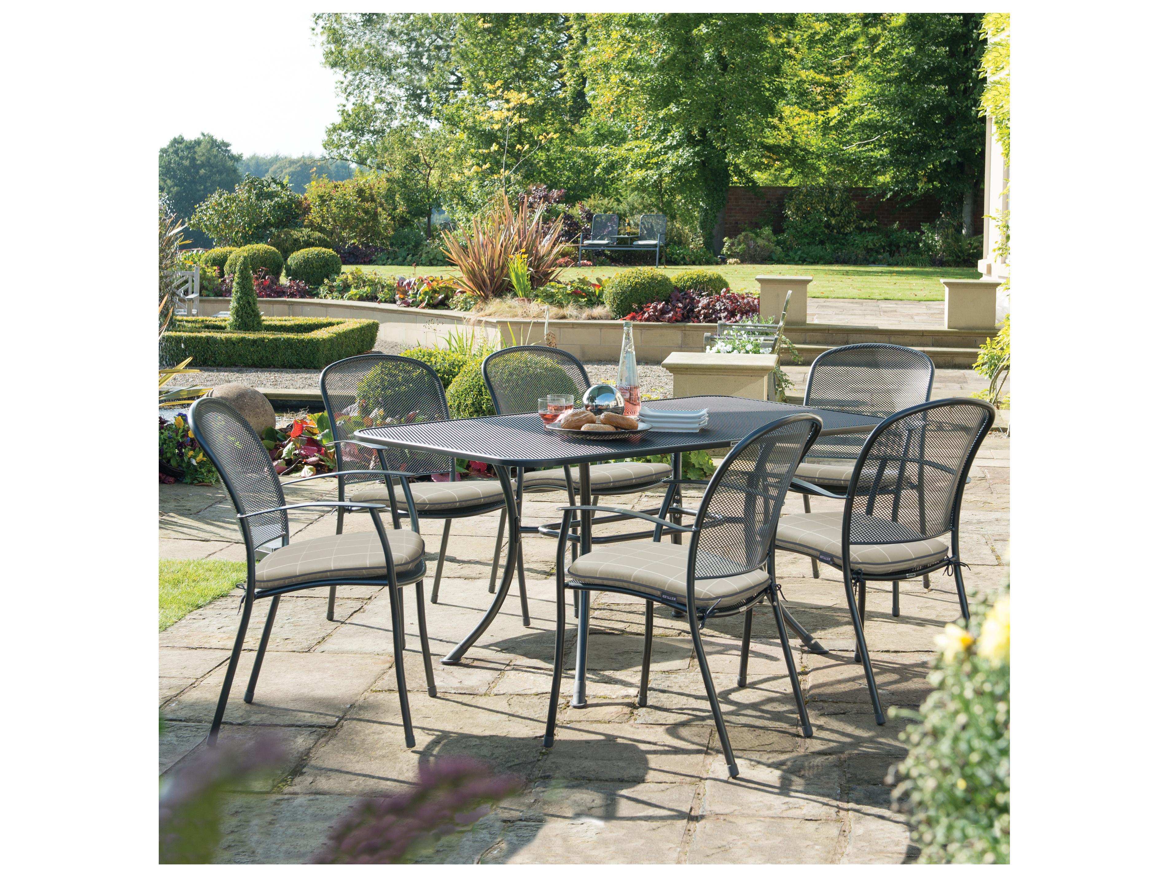 Kettler Caredo Wrought Iron Gray 7 Piece Patio Dining Set